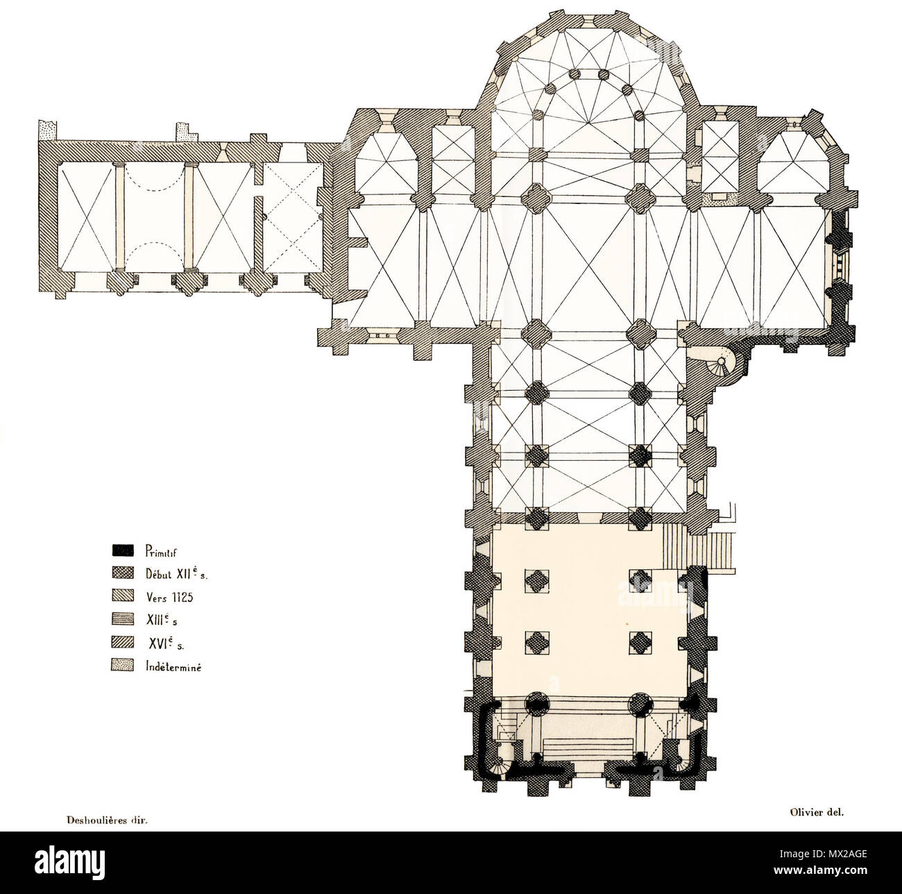 . Français: Marcilhac-sur-Célé - Abbaye Saint-Pierre-Plan (Congrès Archéologique de France - 1937). 2 März 2014, 18:01:03. François Deshoulières 23 Abbatiale Marcilhac plan Stockfoto