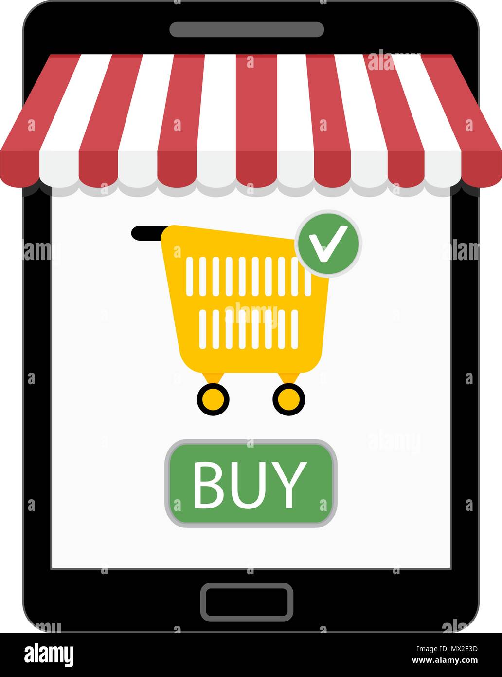 Shop auf Tablet. Vektor speichern Marketing, Verkauf e-commerce Abbildung Stock Vektor