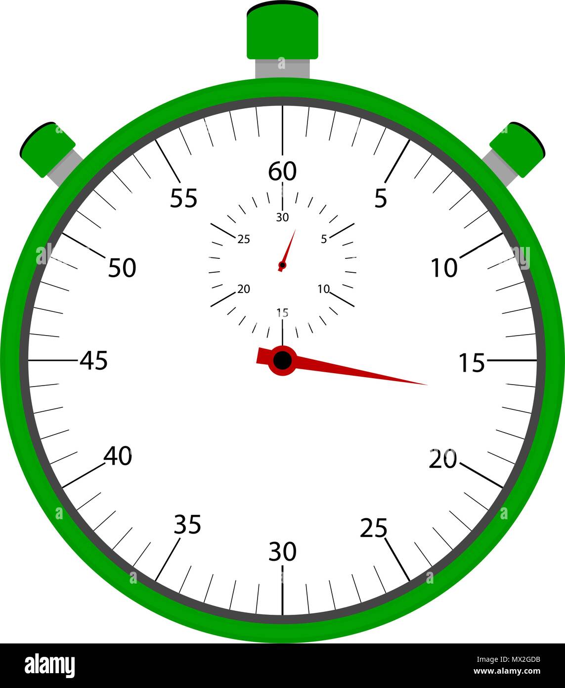 Stoppuhr Element isoliert auf weißem Hintergrund. Stoppuhr und Countdown, Instrument, chronometer, Trainer Ausrüstung, Vektor, Abbildung Stock Vektor