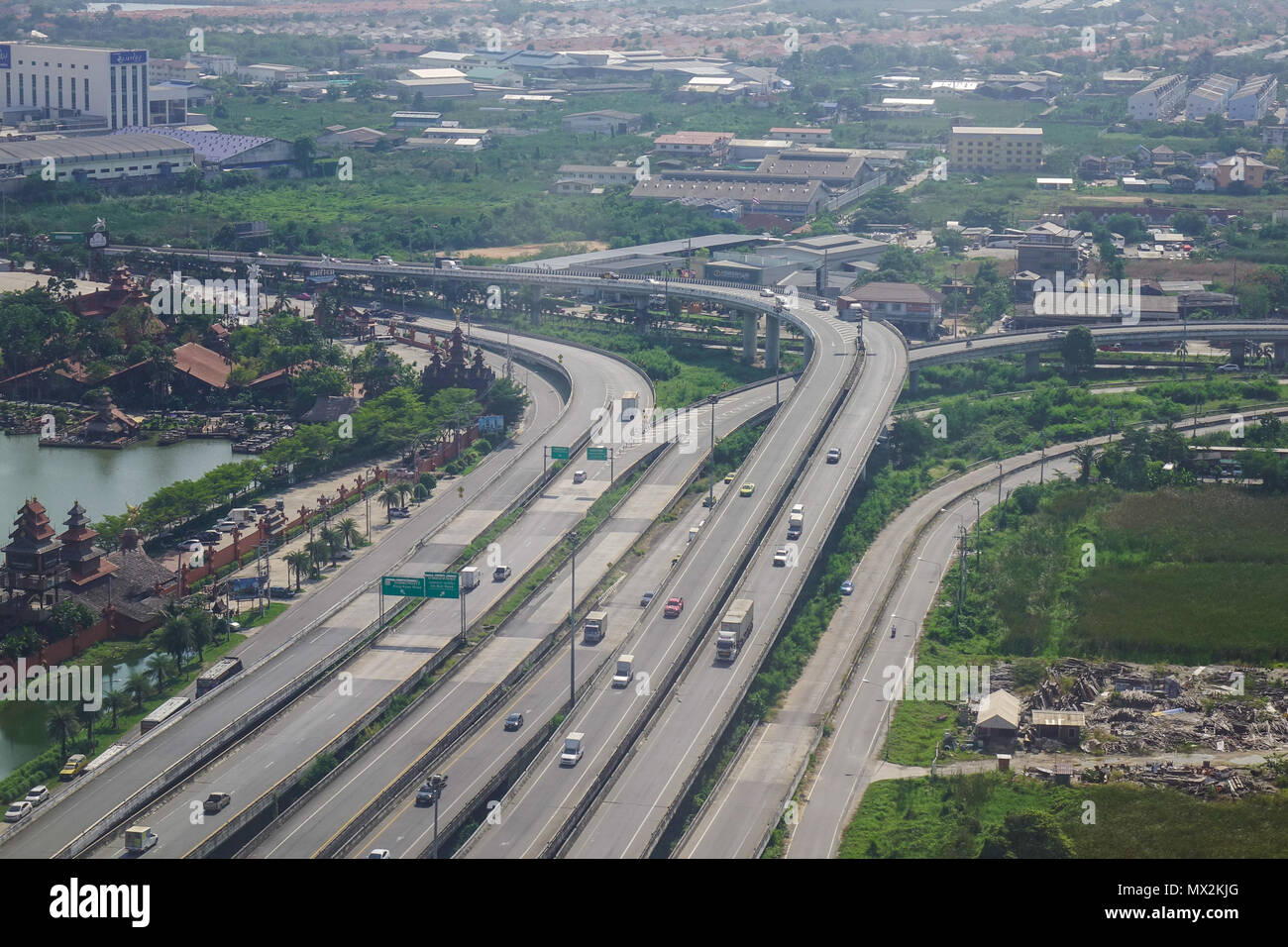 Bangkok, Thailand - 20.April 2018. Luftaufnahme von Bangkok, Thailand. Bangkok ist die Hauptstadt und die bevölkerungsreichste Stadt des Königreichs Thailand. Stockfoto