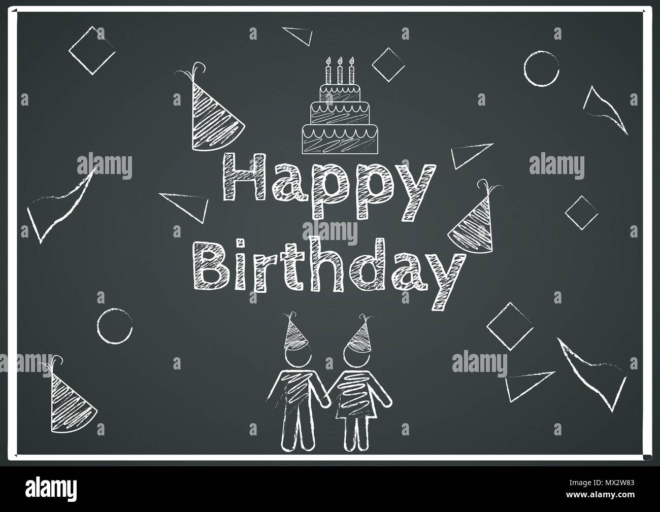 Vektor Design von Happy birthday Kreidezeichnung Stock Vektor