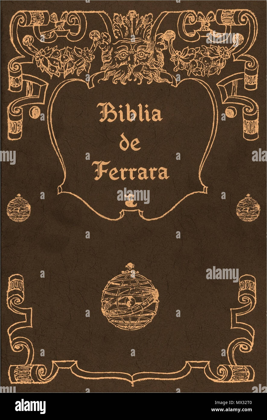 . Español: Biblia de Cubierta Englisch: Ferrara Ferrara Bibel. 18 Dezember 2013, 15:07:19. Abraham Usque und Yom-Tob Athias 1553. 84 Biblia de Ferrara Cubierta Stockfoto