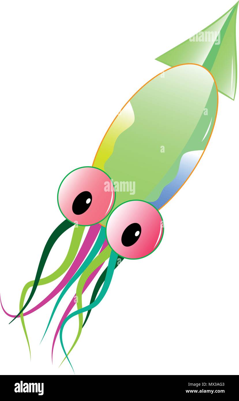 Cute squid cartoon Vector Illustration Stock Vektor