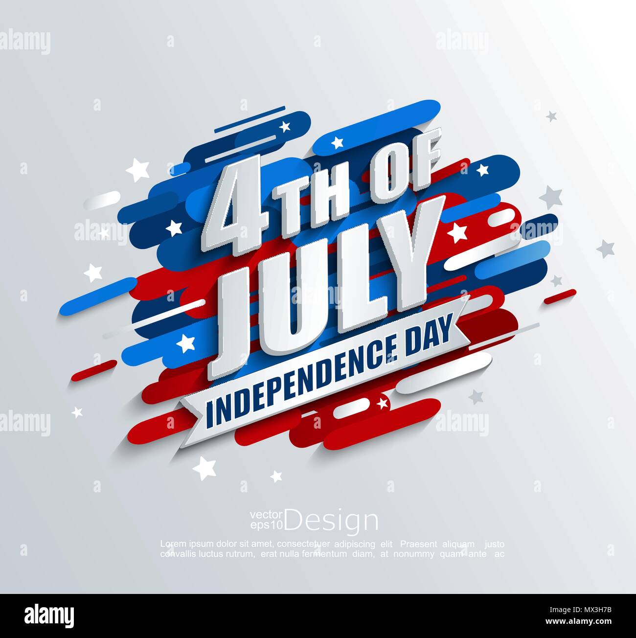Banner zum Tag der Unabhängigkeit der USA. Für ihr Design Vorlage. Grußkarten, Flyer, Plakat für Juli 4. Vector Illustration. Stock Vektor