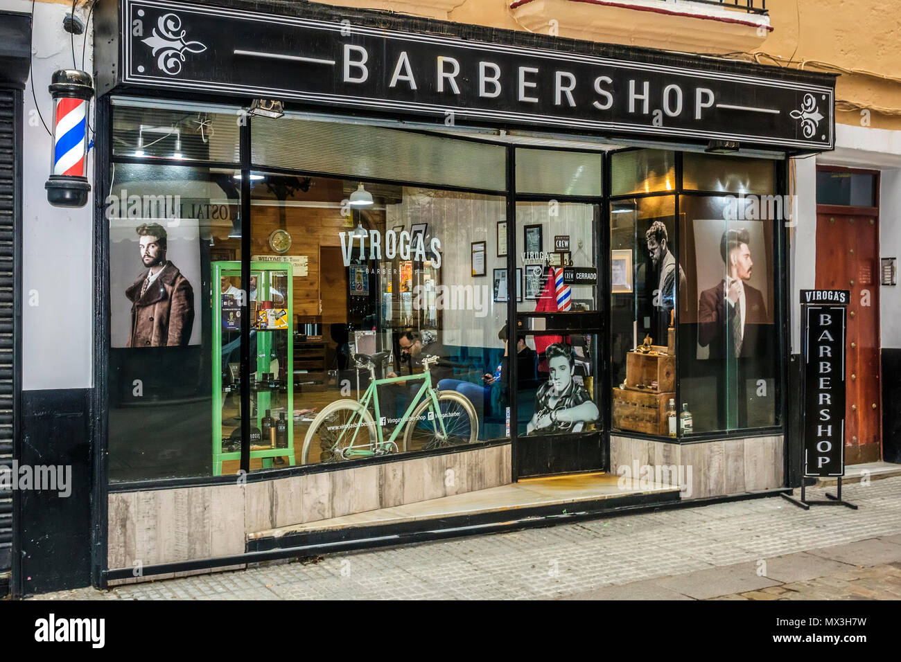 Barbershop Cadiz, Andalusien, Spanien Stockfoto