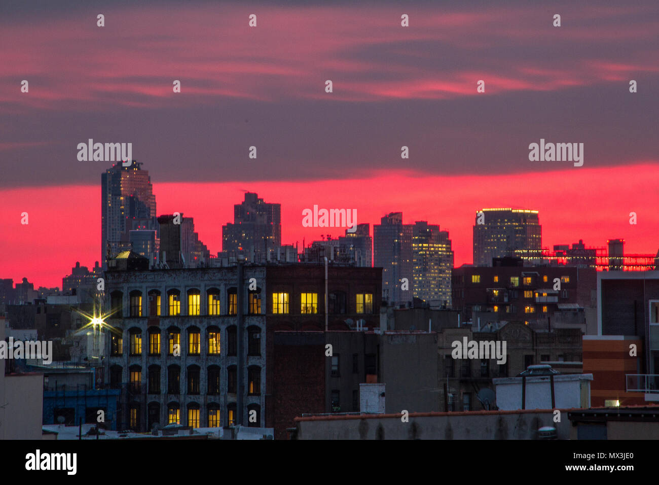Anzeigen von New York City von Williamsburg, Brooklyn. Stockfoto