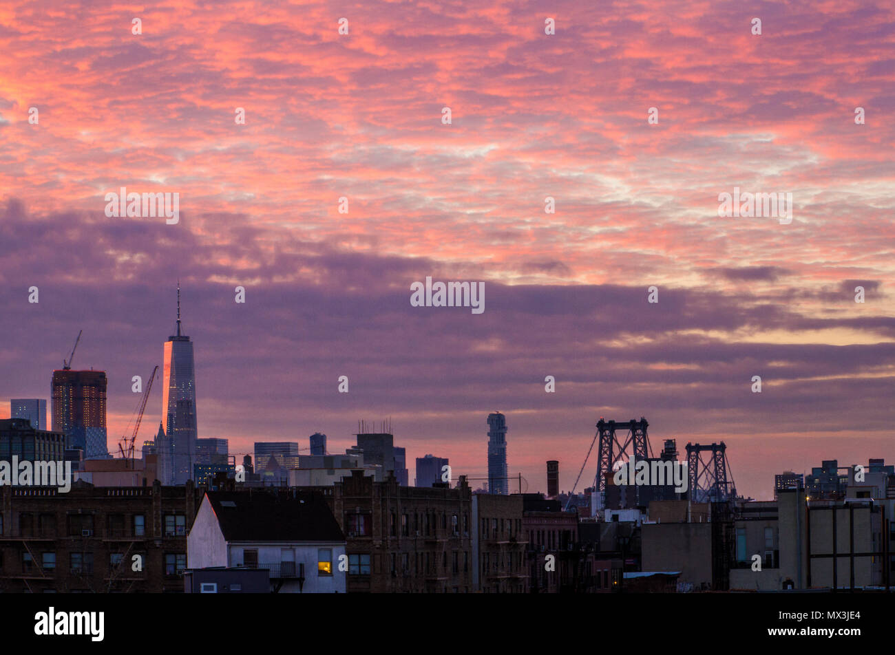 Anzeigen von New York City von Williamsburg, Brooklyn. Stockfoto