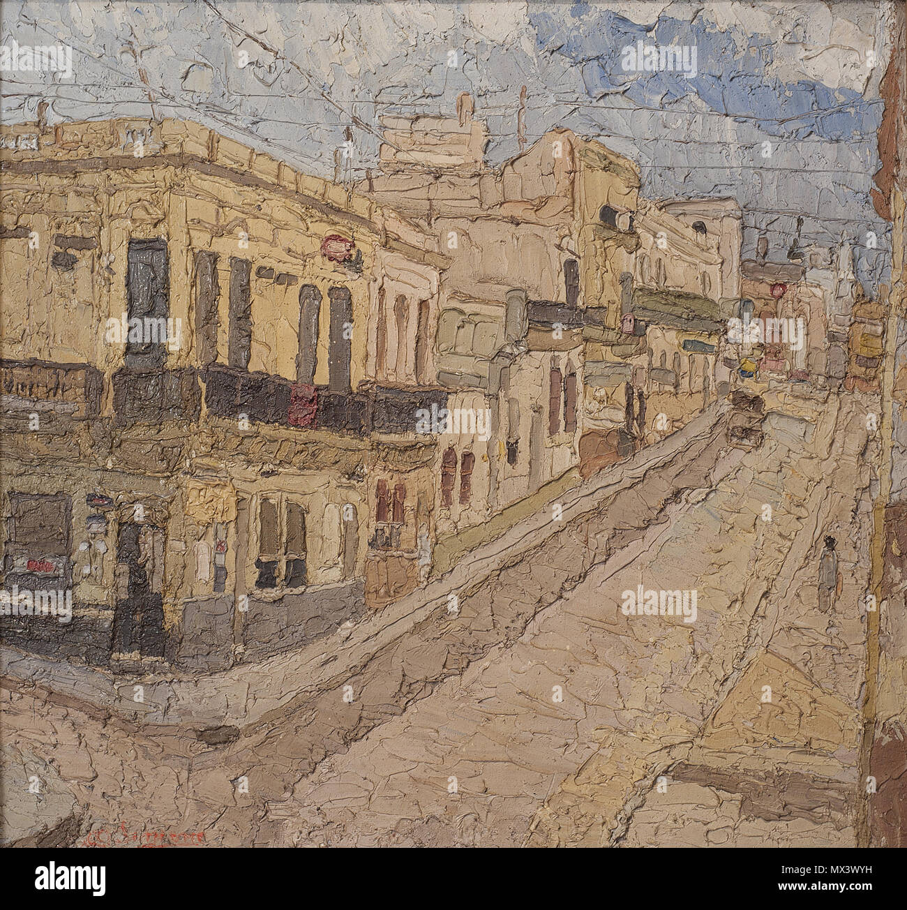 . Español: Obra'' La Calle del Pintor uruguayo Alfredo De Simone (1892-1950) Óleo sobre Tela de 80 cm de Alto x85cm de ancho, realizado hacia 1942. Fotografía de la obra tomada por Eduardo Baldizan. . Ca. 1942 38 Alfredo De Simone - La Calle Stockfoto