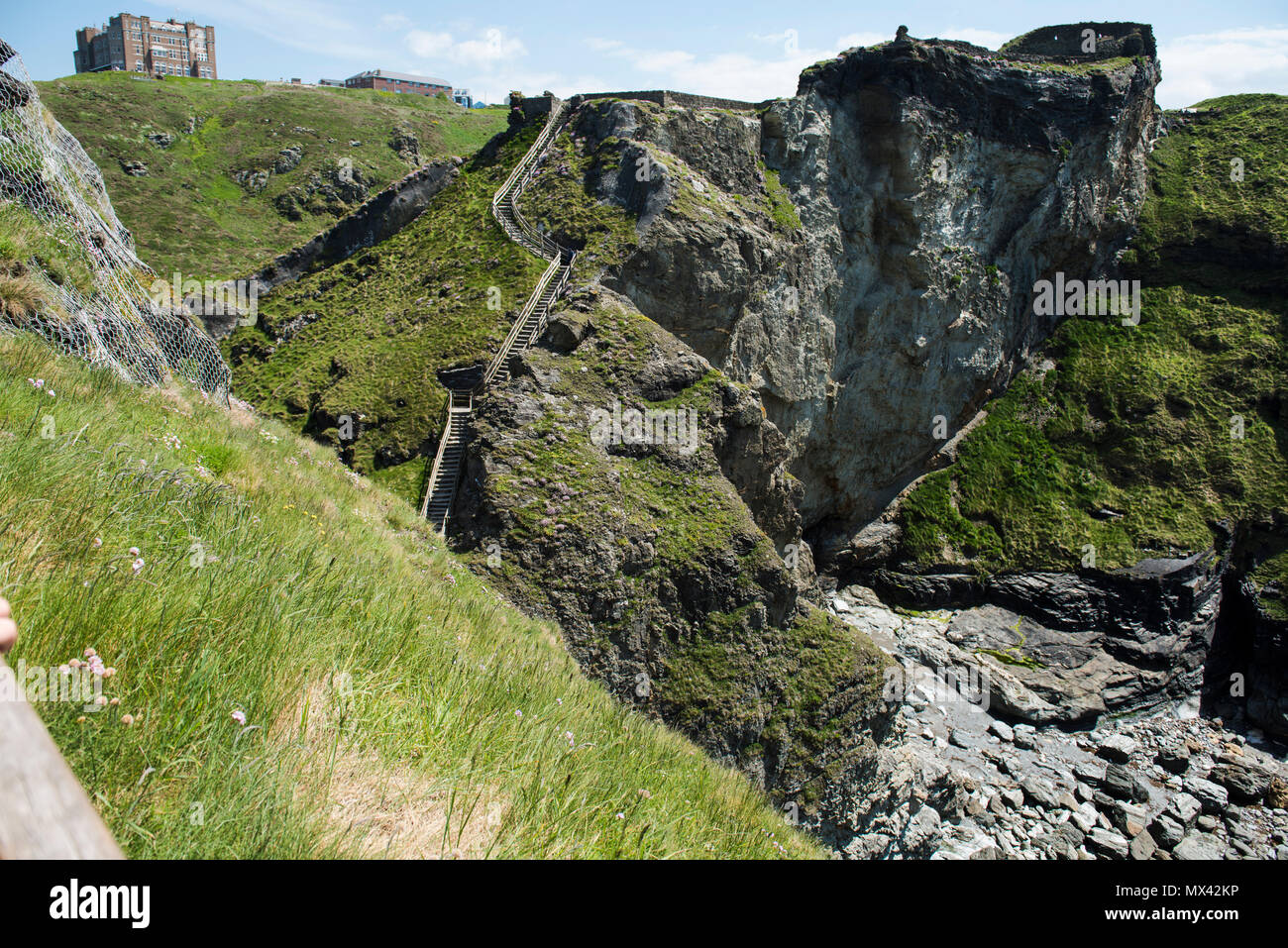 Einige der Überreste/Ruinen in Tintagel, Cornwall gefunden. Stockfoto