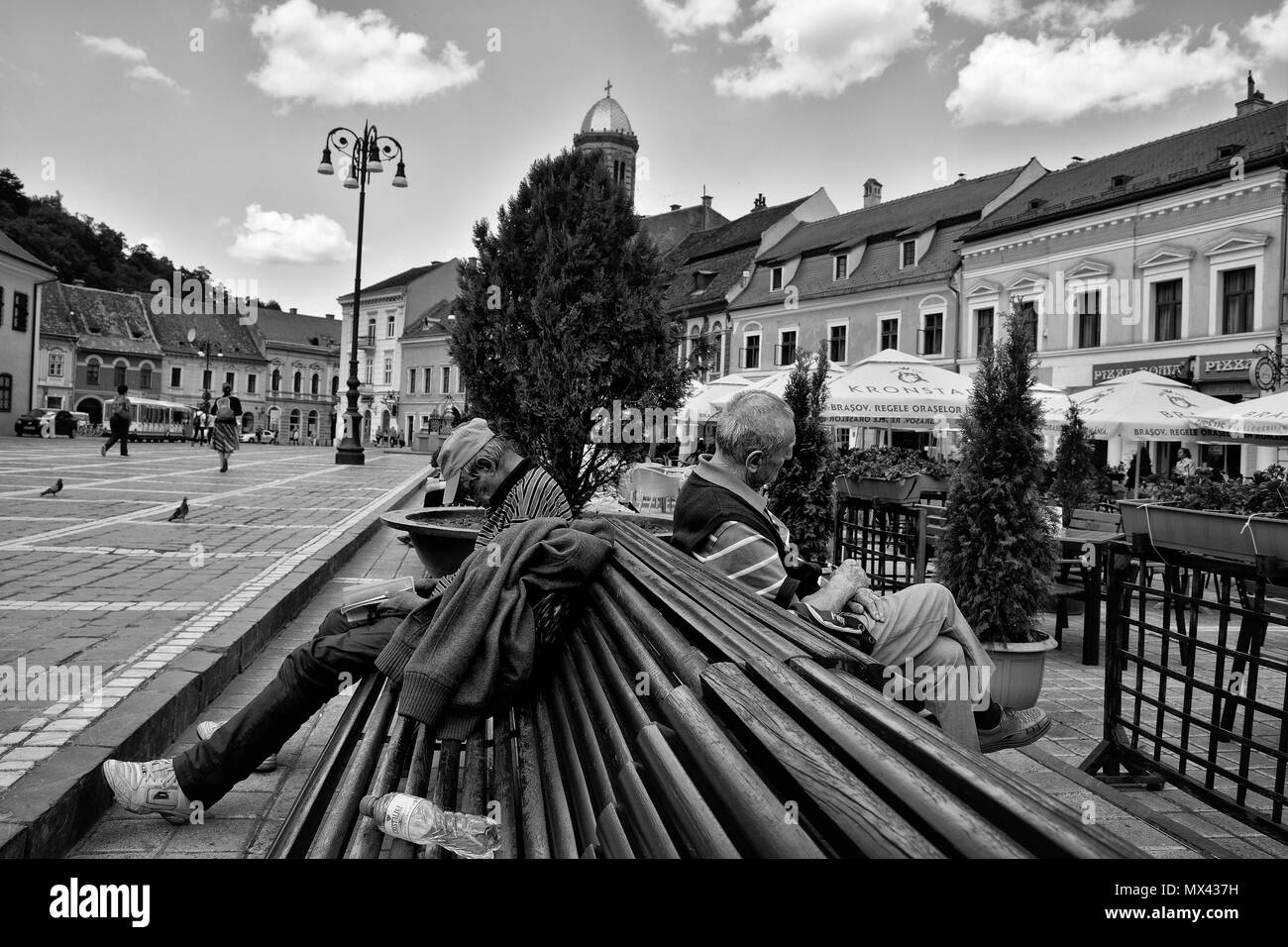 BRASOV, Rumänien - Mai, 2018. Brasov Rat Square, erstaunliche Touristen Attraktion in Brasov, Rumänien. Stockfoto