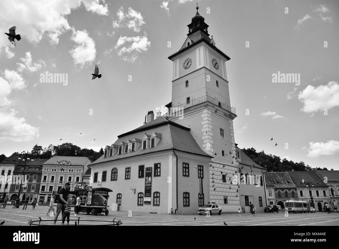 BRASOV, Rumänien - Mai, 2018. Brasov Rat Square, erstaunliche Touristen Attraktion in Brasov, Rumänien. Stockfoto