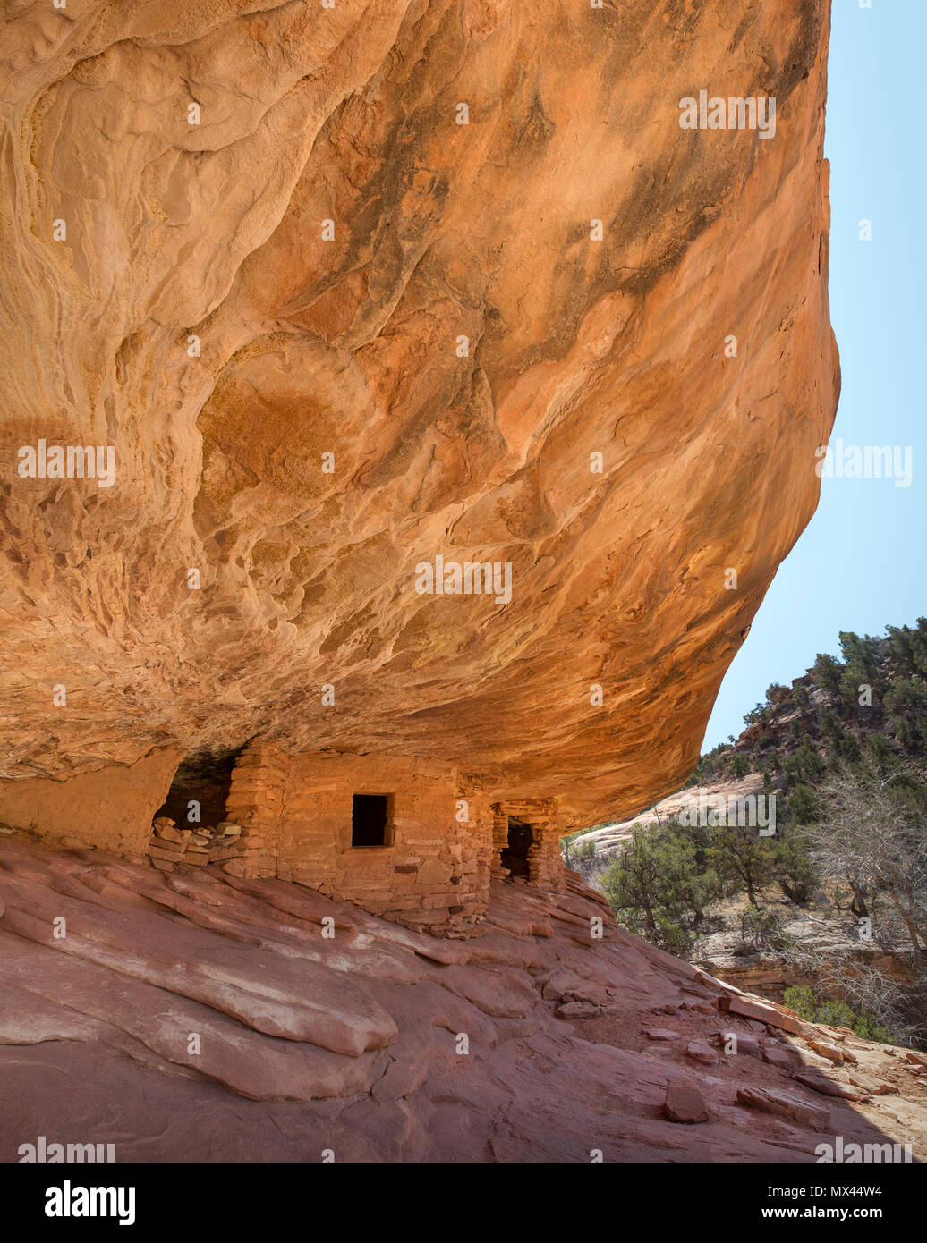 Alten Ancestral Puebloan historischen Strukturen im Haus in Brand Website in Mule Canyon, südöstliche Utah, USA Stockfoto