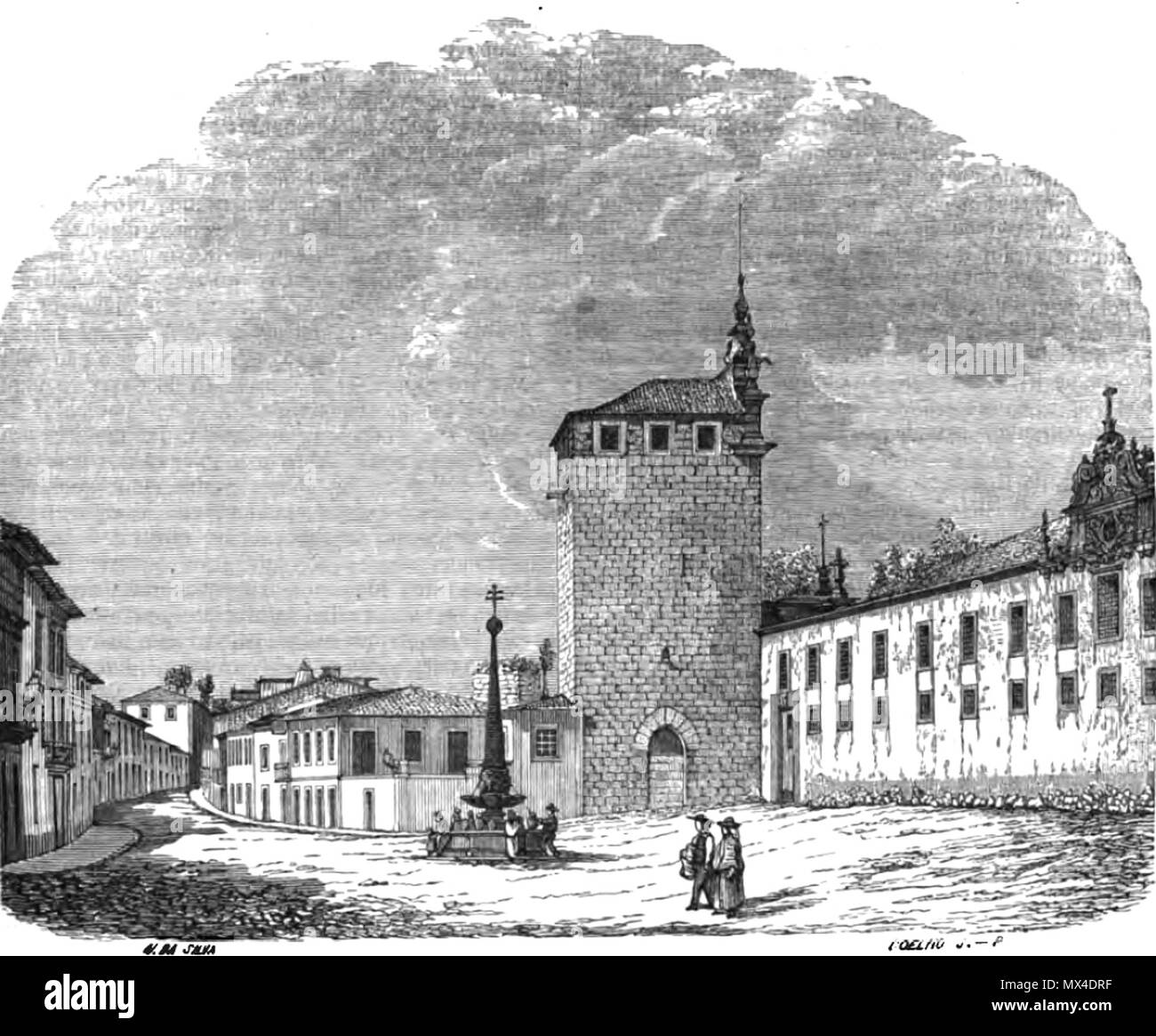 . Englisch: Campo de St Tiago in Braga, Portugal. 1864. Nogueira da Silva & Coelho 55 Arch - StTiago Pitt-Braga Stockfoto