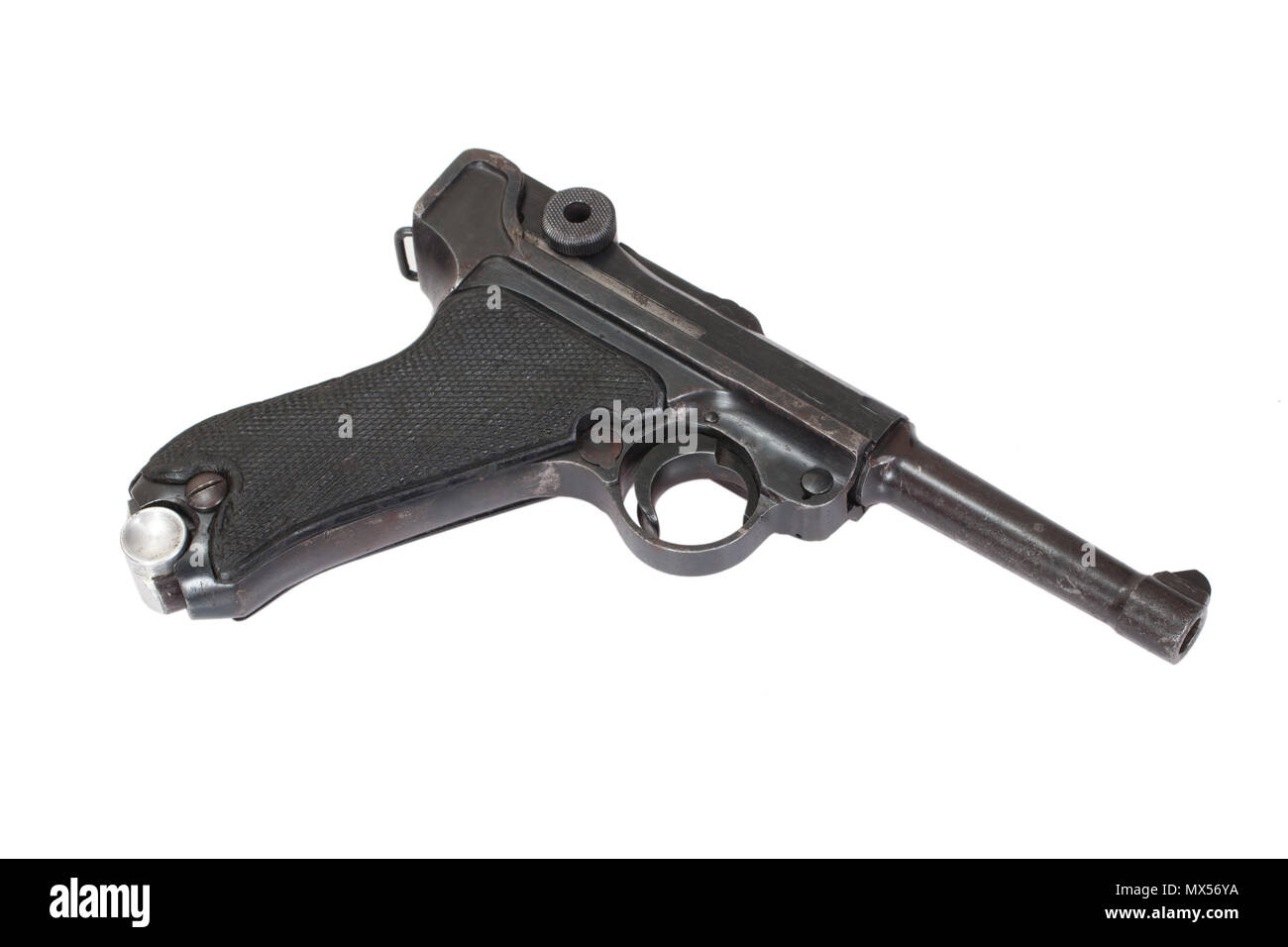 Luger P08 Pistole isoliert Stockfoto