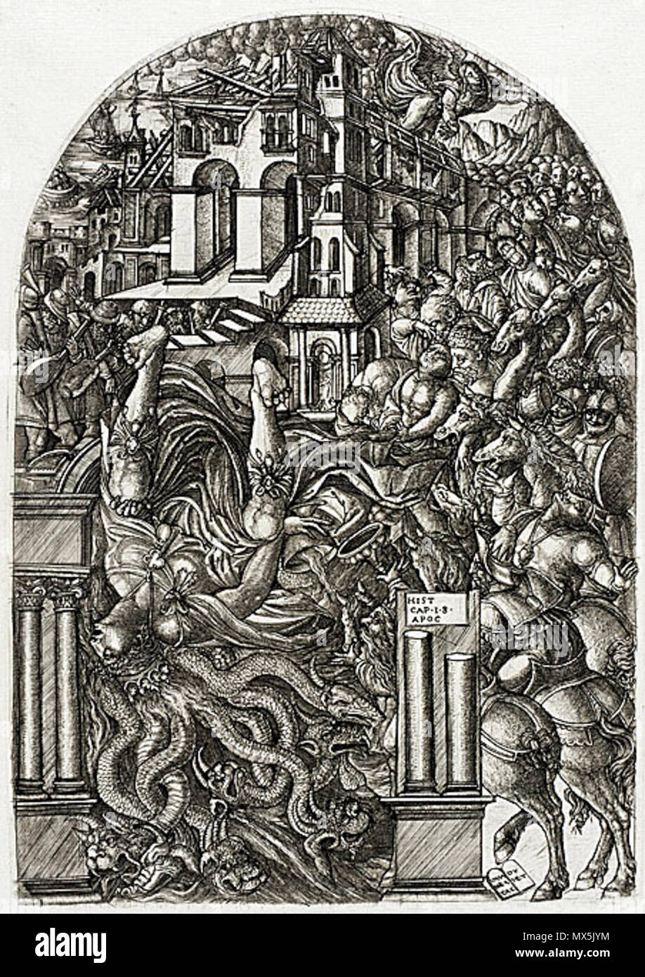 . Jean Duvet (Frankreich, Dijon (?), 1485-1561) Der Fall Babylons, ca. 1555 Drucken, Gravieren, Platte: 11 7/8 x 8 3/8 in. (30.17 x 21.28 cm). Diese Datei fehlt, Informationen zum Autor. 385 M 73 13. Stockfoto