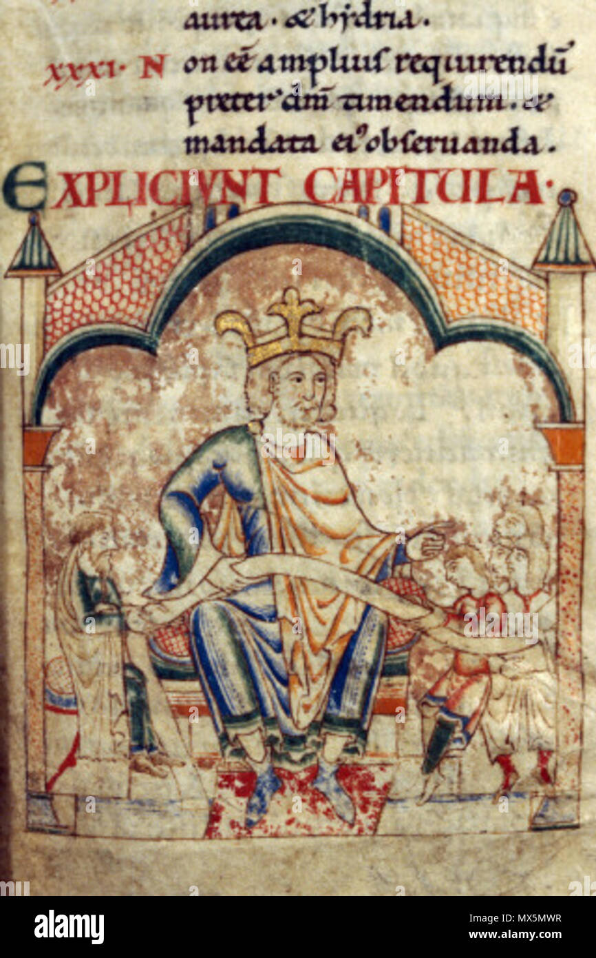 . Bibel d'Etienne Harding, Enseignant détail (Salomon). 12. Jahrhundert. Unbekannt 84 Bibel Etienne Harding 14-13 Salomon 2 Stockfoto