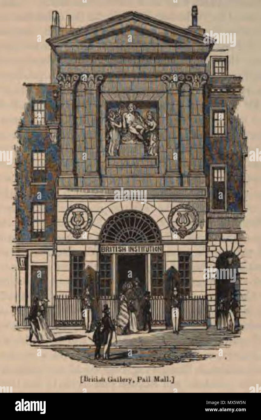 . Britische Galerie, Pall Mall (Gravur der britischen Institution building bei 52 Pall Mall, London, ehemals John Boydell Shakespeare's Galerie). 1851. Artist: Henry Anelay (1817-1873), Stecher: Maurer Jackson; (Architekt: George Tanz der Jüngere) 99 britische Institution bei 52 Pall Mall Stockfoto