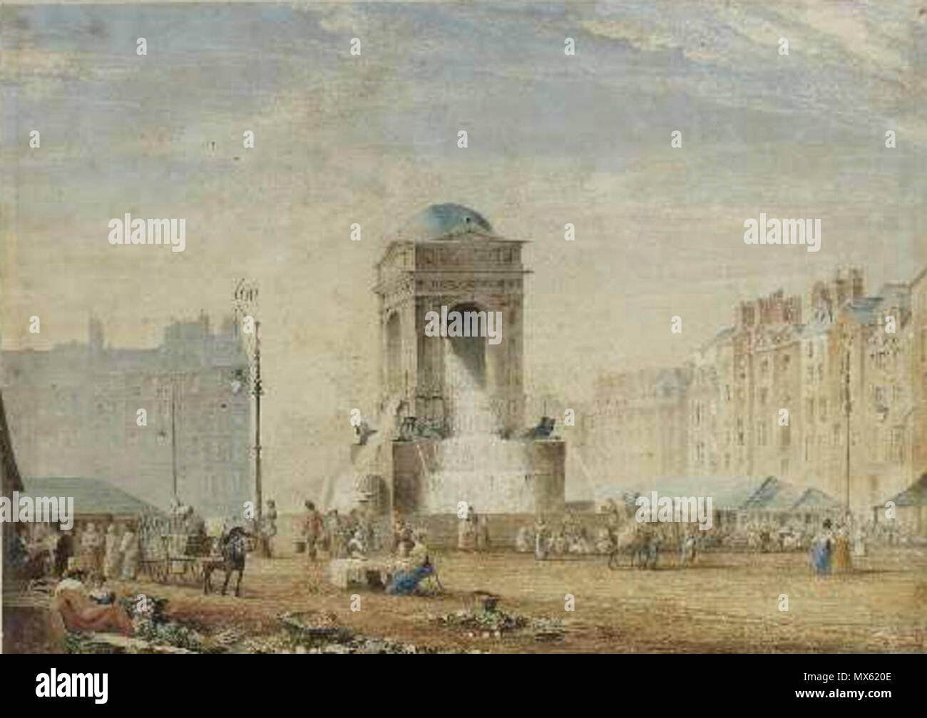 . Paris - Fontaine des Innocents. Aquarell. 37,7 x 53,3 cm. 1823 122 Chalon Fontaine des Innocents Stockfoto