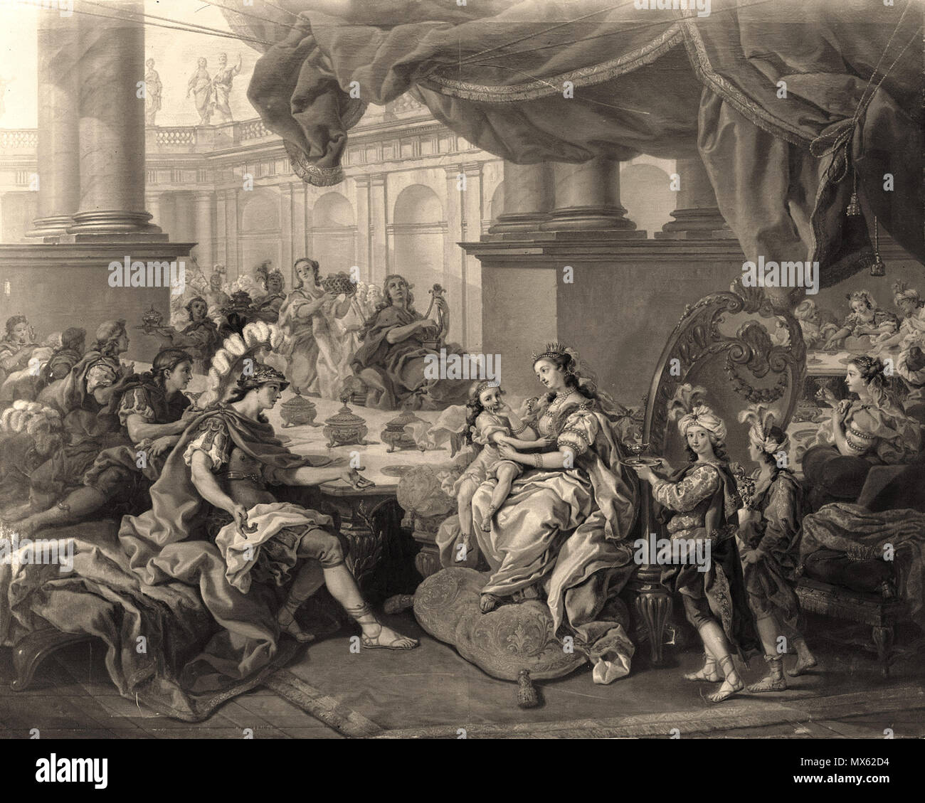 124 Charles-Amédée-Philippe van Loo, Stadtschloss Potsdam, Konfidenztafelzimmer, Photographie, mit Dido und Aeneas Ascanius Stockfoto