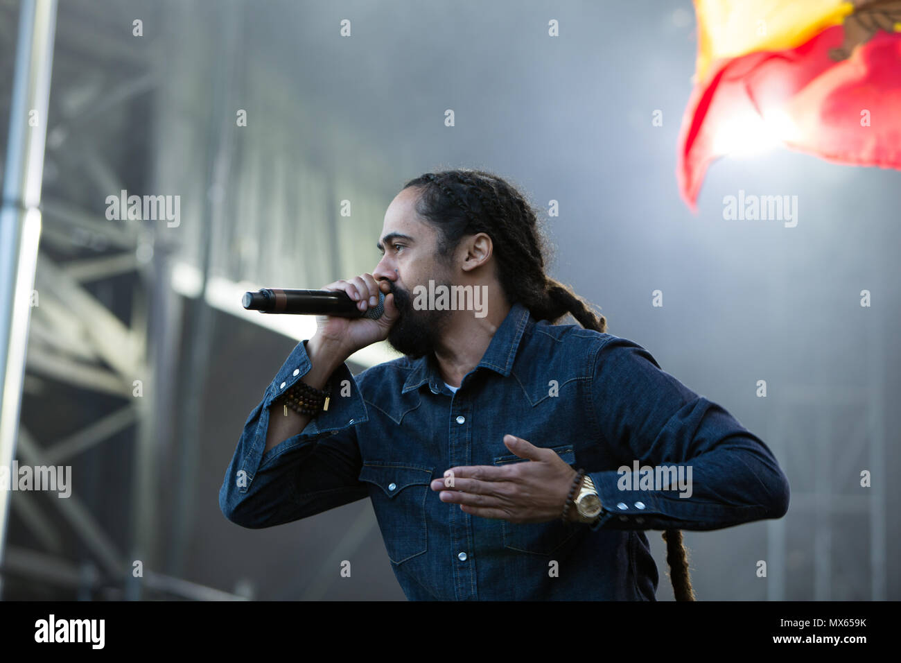 Toronto, Kanada, 02. Juni 2018, Damian Marley, jüngster Sohn des Reggae Legende Bob Marley führt auf dem Fiel Reise Musik & Arts Festival in Toronto, Kanada Kredit: topconcertphoto/Alamy leben Nachrichten Stockfoto