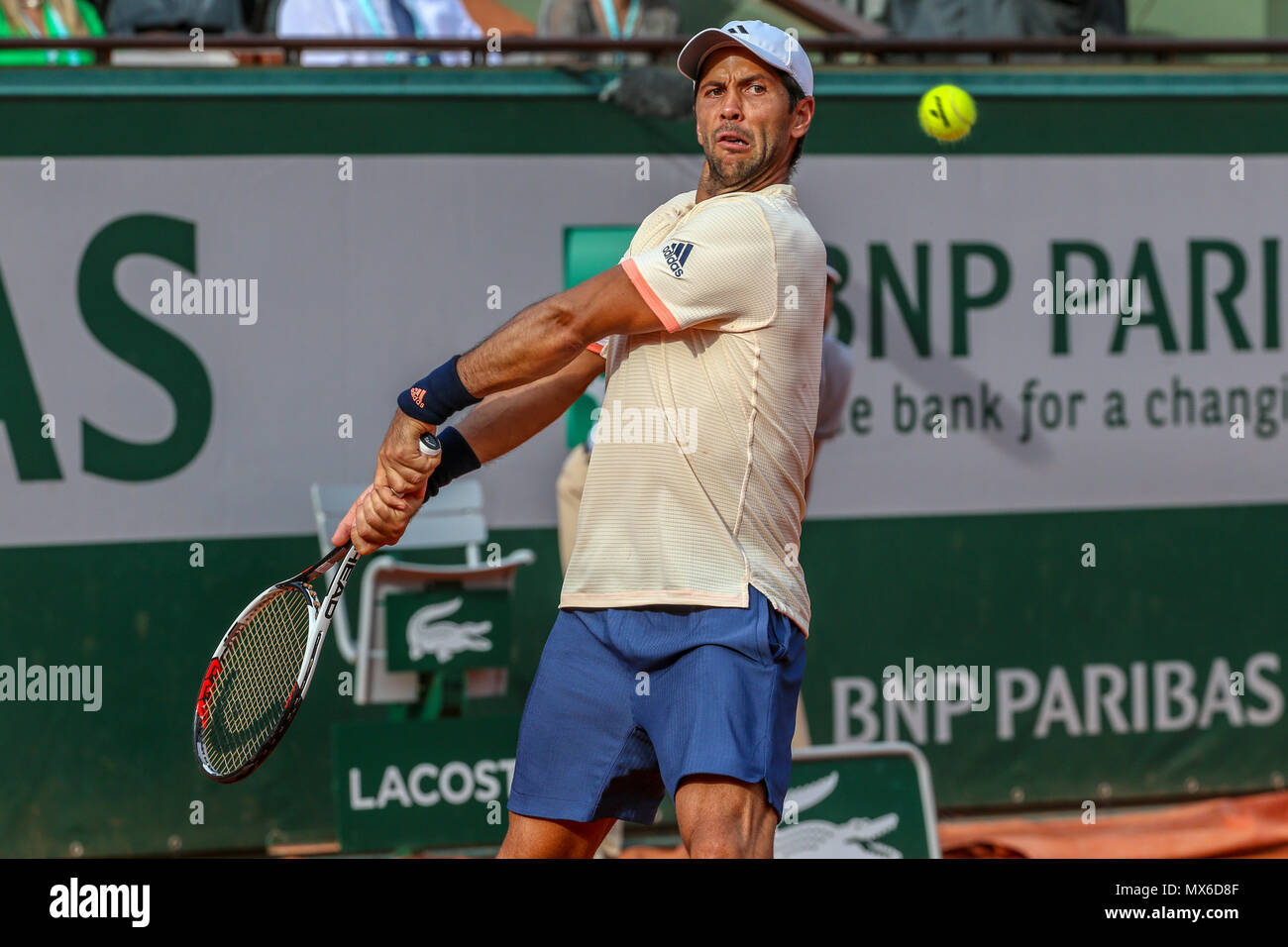 PARIS, WENN - 03.06.2018: ROLAND GARROS 2018 - Fernando Verdasco (ESP) in ein Gleiches gilt für die 2018 Turnier von Roland Garros in Paris statt, wenn. (Foto: Andre Chaco/Fotoarena) Stockfoto