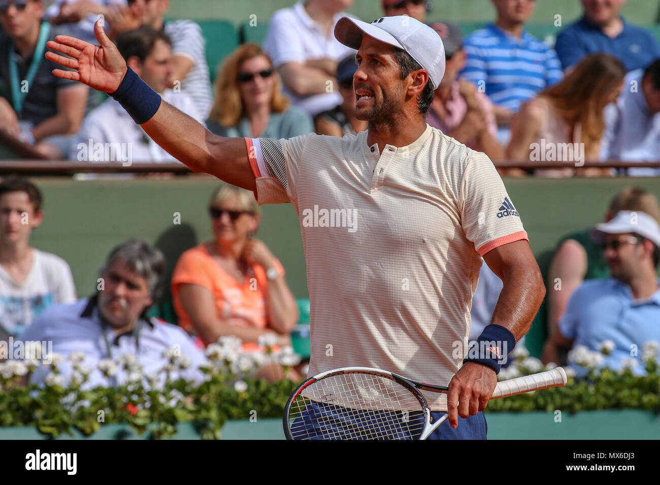 PARIS, WENN - 03.06.2018: ROLAND GARROS 2018 - Fernando Verdasco (ESP) in ein Gleiches gilt für die 2018 Turnier von Roland Garros in Paris statt, wenn. (Foto: Andre Chaco/Fotoarena) Stockfoto