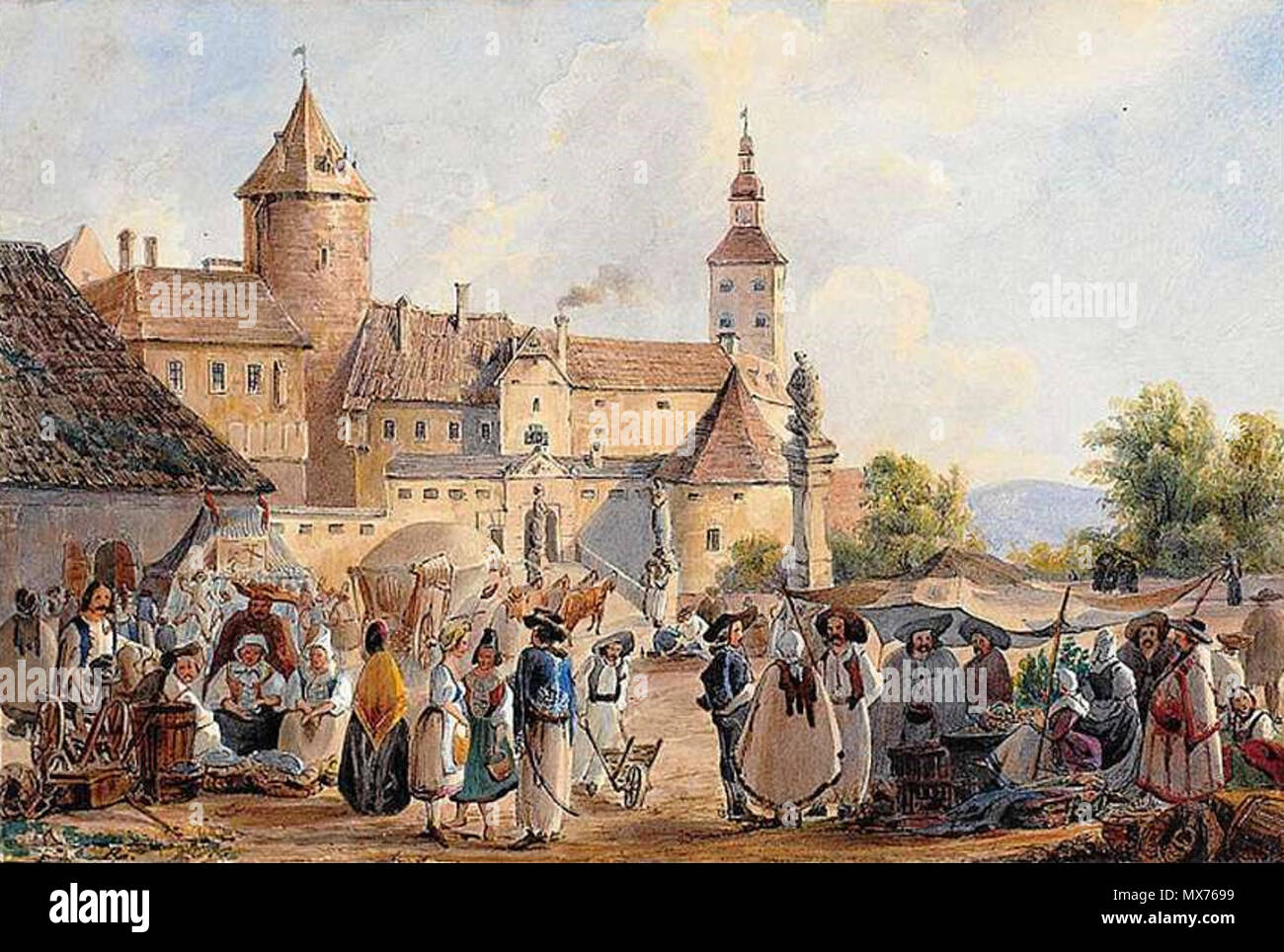 . Deutsch: Burg Schlaining. ca. 1840 114 Carl Reiner Burg Schlaining Stockfoto