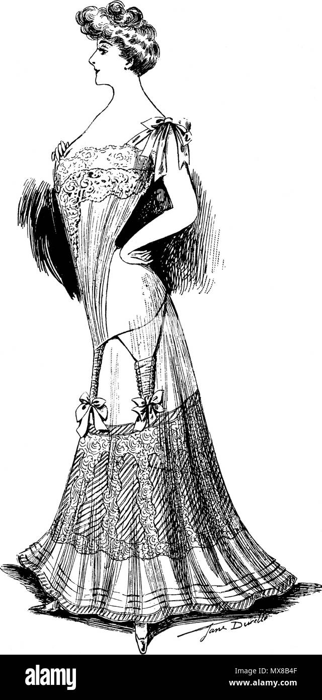 . Diese Datei hat keine Beschreibung, und können andere Informationen fehlen. Bitte geben Sie eine aussagekräftige Beschreibung dieser Datei. . 1904, N° 8. Jane Durelle 161 DessousElegants 1904 Seite 144 Abb. 88 Stockfoto