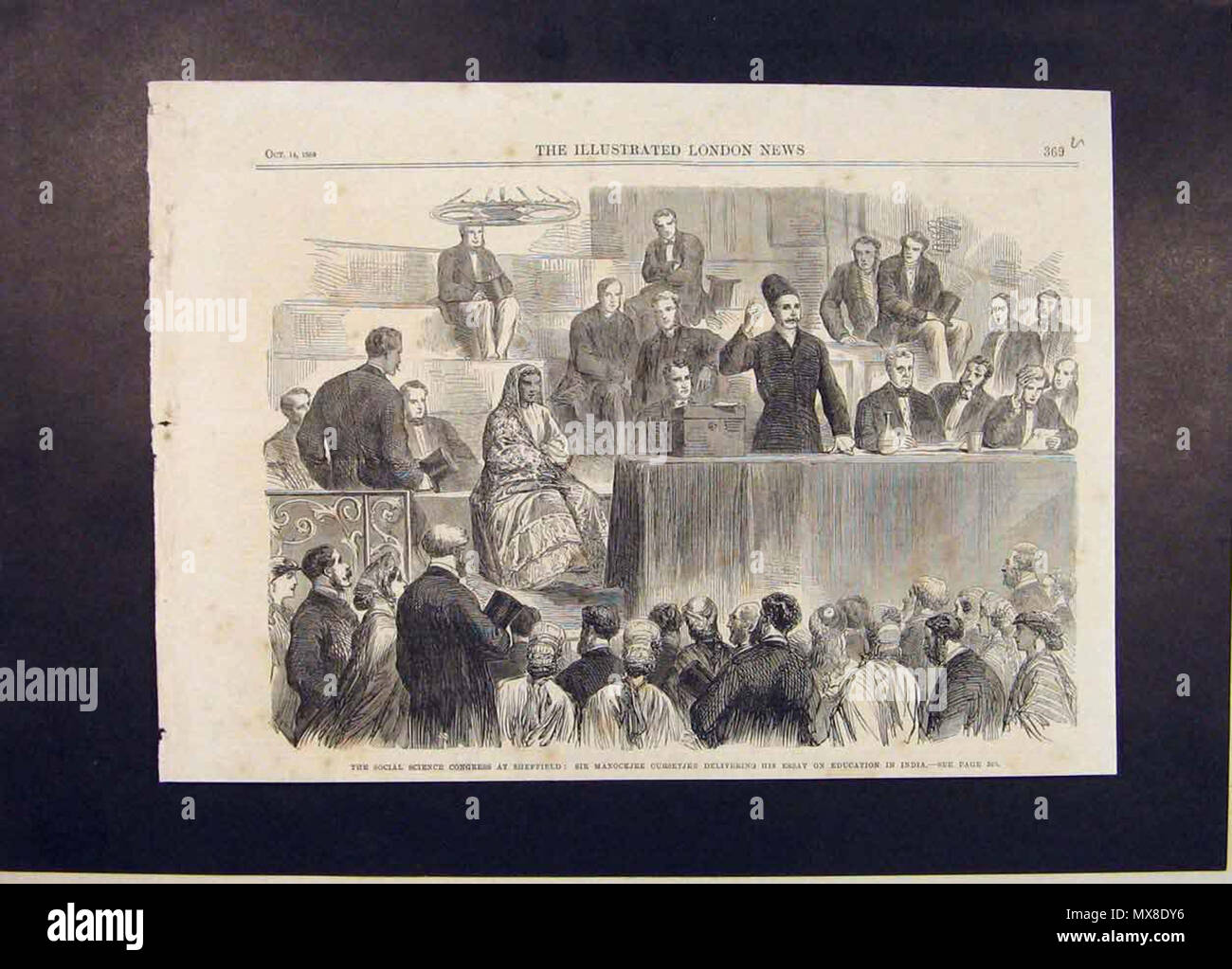 . Deutsch: "Social Science Congress in Sheffield: Sir Manockjee Cursetjee (?) seinen Aufsatz über Bildung in Indien" (1865). 1865. Diese Datei fehlt, Informationen zum Autor. 179 Educationviews 1865 Stockfoto