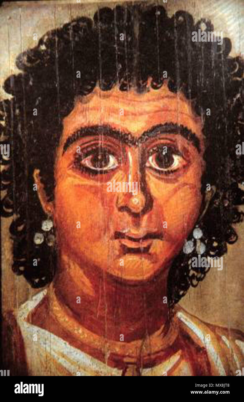 . Staupe Portrait auf Holz aus Theben Tempel im Fayum, Ägypten, 2. - 3. c. lackiert Chr. (Paris, Louvre). 0,29 m hoch. Mehr expressionistische als frühere Griechisch-römische Porträts und Expressionismus der offiziellen Kunst im dritten Jahrhundert entsteht aus der plebejischen Wurzeln. 2. Jahrhundert. Anonym 204 Fayum --53 Stockfoto