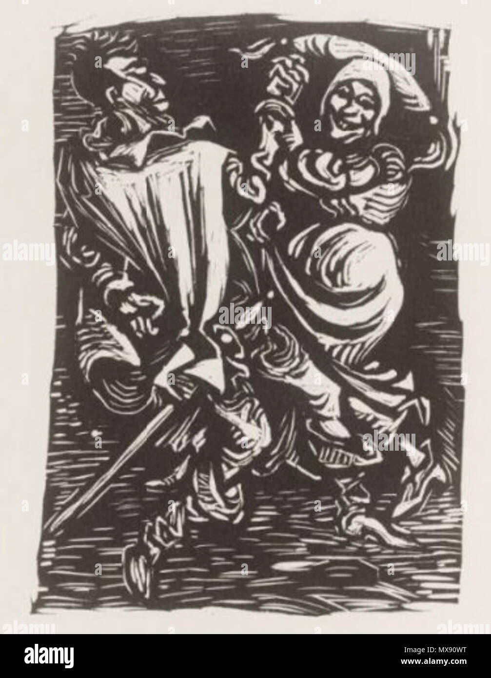 . Deutsch: 16. Holzschnitt aus dem Buch 'Walpurgisnacht' mit Holzschnitten von Ernst Barlach / Dm Text aus Goethes Faust I. 1922/23. Ernst Barlach (1870 - 1938) 249 Goethe, Barlach, Walpurgisnacht, Mephisto, tanzend mit der Alten Stockfoto