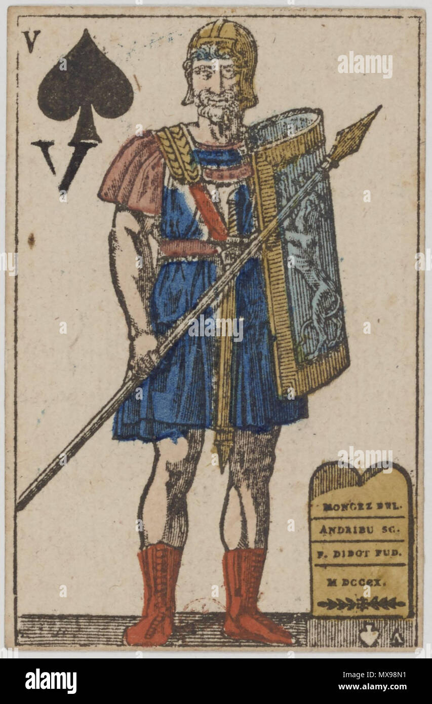 . Englisch: Erste französische Empire card Deck, 1810: Jack Of Spades. 1810. Jacques-Louis David, Marie Joséphine Angélique Mongez, Bertrand Andrieu 210 Erste französische Empire card Deck - 1810 - Jack of Spades Stockfoto