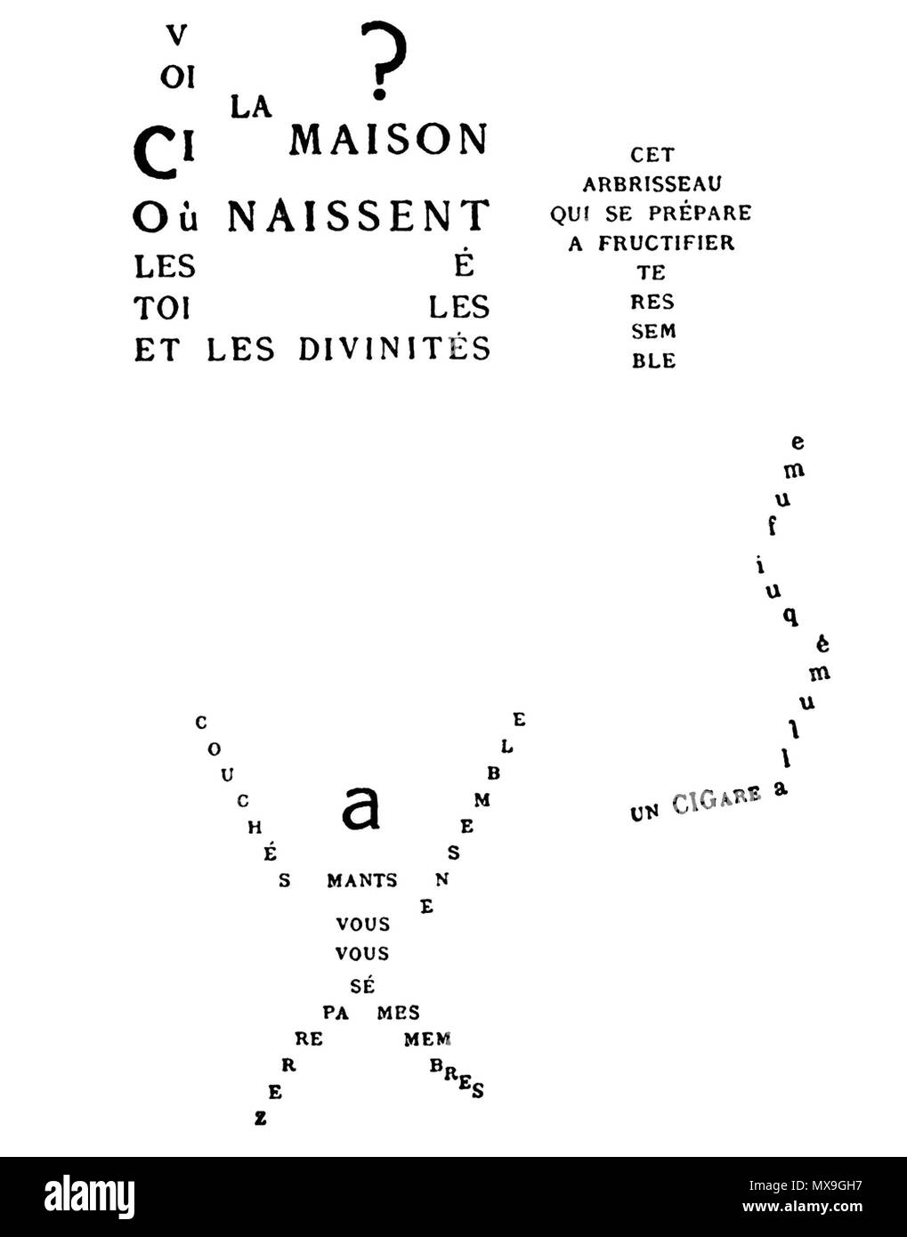 . Français: Calligram de Guillaume Apollinaire intitulé Paysage. Vom 4. Oktober 2013. Guillaume Apollinaire (1880-1918) pseudonym Alternative Namen: Germain Amplecas, Wilhelm Apollinaris de Kostrowitsky, Pseudonym: Louise Lalanne Beschreibung Französisch-italienischen Dichter, Schriftsteller, Dramatiker, Kunstkritiker, tagebuchschreibers und Geschichtenerzähler Datum der Geburt / Tod 26. August 1880 9. November 1918 Ort der Geburt / Tod Rom Paris Authority control: Q 133855 VIAF: 66462795 ISNI: 0000 0001 2137 1423 ULAN: 500010539 78080654 LCCN: n NLA: 35007484 WorldCat 257 Guillaume Apollinaire - Calligram - Paysage Stockfoto