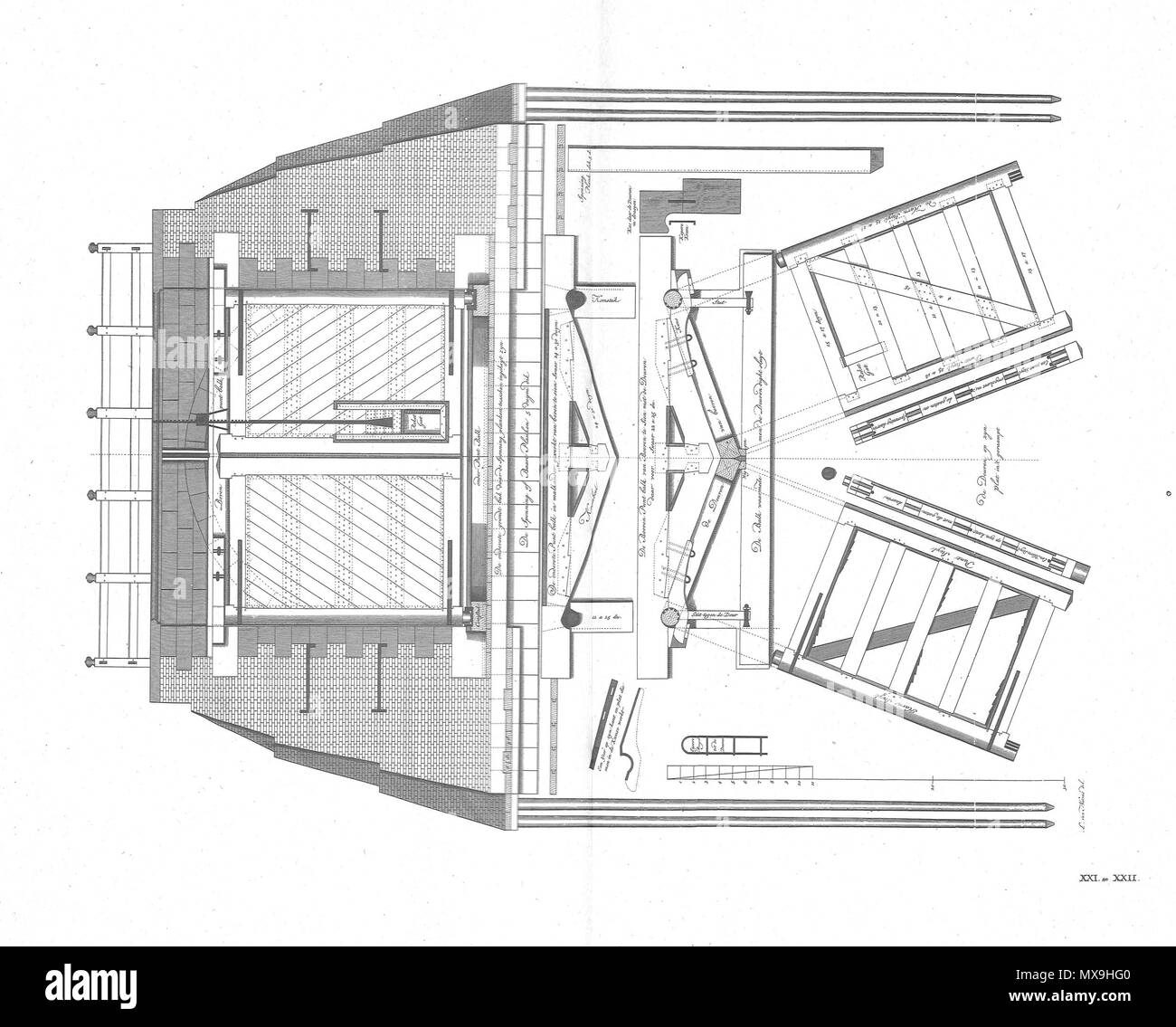 . Nederlands: Sluisdeuren van een Sluis bij Haarlem. 11 Juli 2014, 10:38:04. Leendert van Natrus, Jacob Polly, Cornelis van Vuuren 261 Gvm2p 29. Stockfoto
