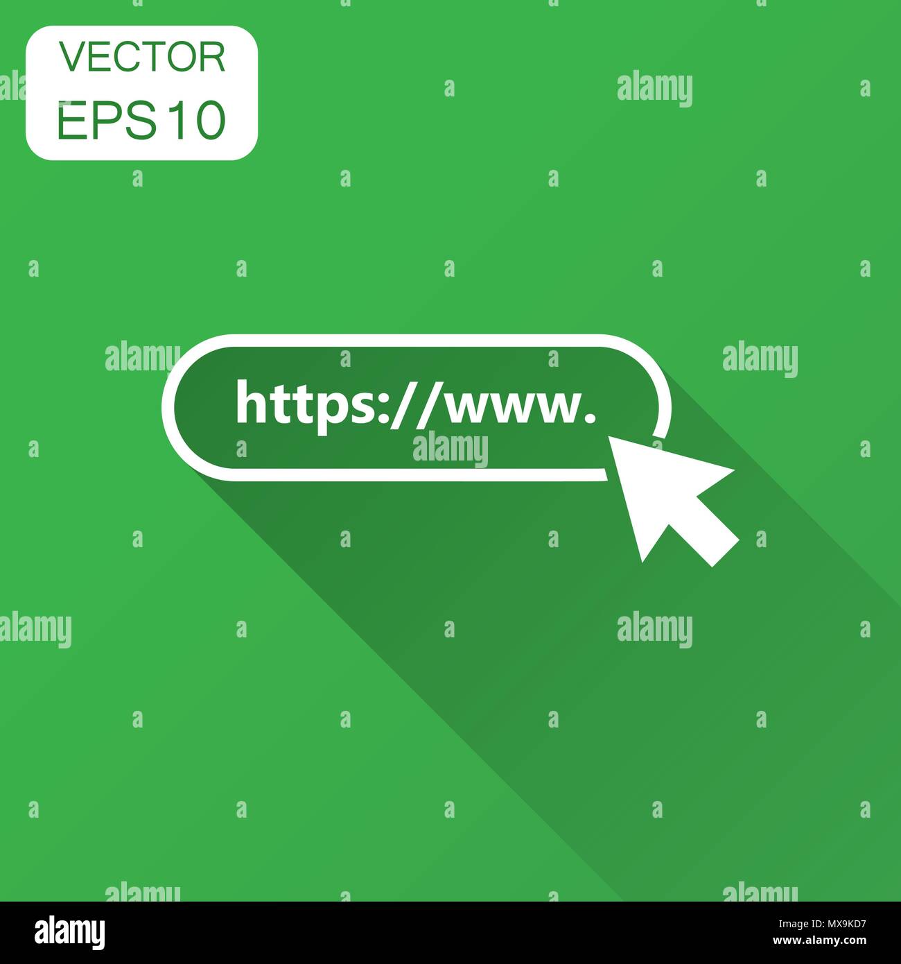 Adresse und Navigationsleiste Symbol. Vector Illustration mit langen Schatten. Business Konzept Suche www https-Piktogramm. Stock Vektor