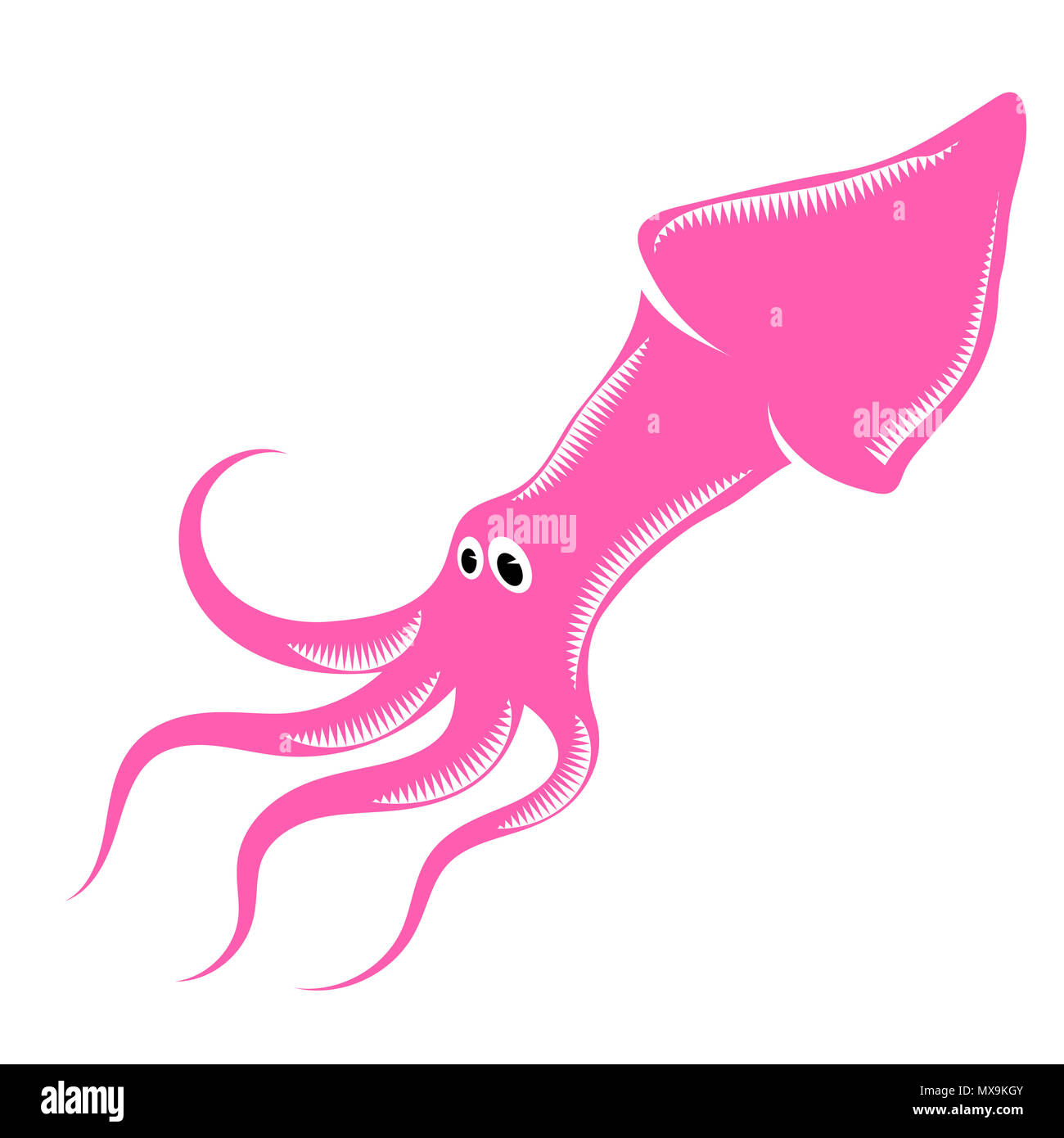 Rosa Cartoon Squid isoliert. Cute Meeresfrüchte. Tier unter Wasser. Sea Monster Stockfoto