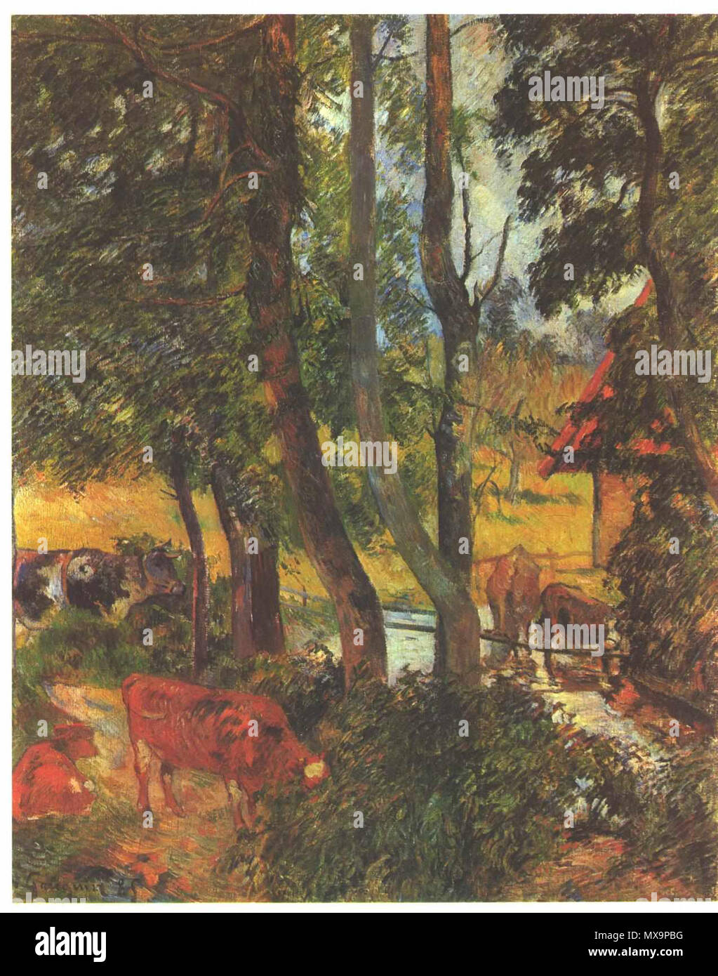 236 Gauguin - Kühe an der Tränke - 1985 Stockfoto