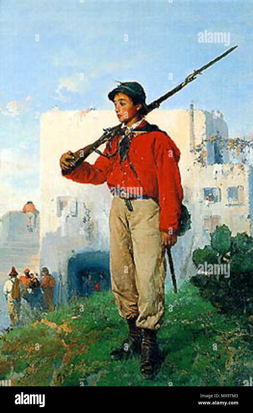 . 'La sentinella garibaldina". 1860er und 1970er Jahre. Gerolamo Induno 247 Girolamo Induno - Sentinella garibaldina Stockfoto