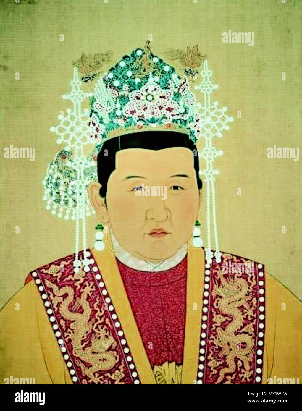 . Die offizielle Imperial Portrait von Xiaocigao, Kaiserin und Frau des Kaisers Hongwu. zwischen 1331 und 1382. Imperial Maler 127 chinesischen Ming Dynastie Kaiserin Xiaocigao Stockfoto