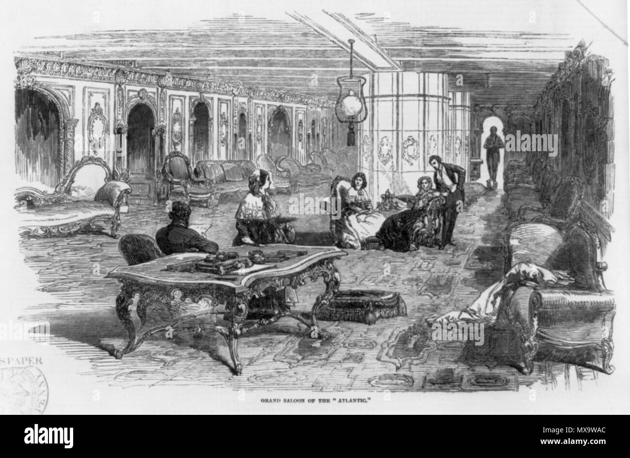 . Englisch: Grand Salon der Collins Line dampfer Atlantik (eingeführt 1849). 1850. Unbekannt 252 Grand Salon von Atlantic (1849) Stockfoto