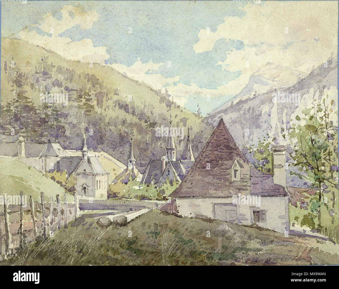 . 'Grande Chartreuse'. Aquarell von Monogr. HP 1891. Blattgröße 21,5 x 27,3 cm. 1891 252 Grande Chartreuse 1891 Stockfoto