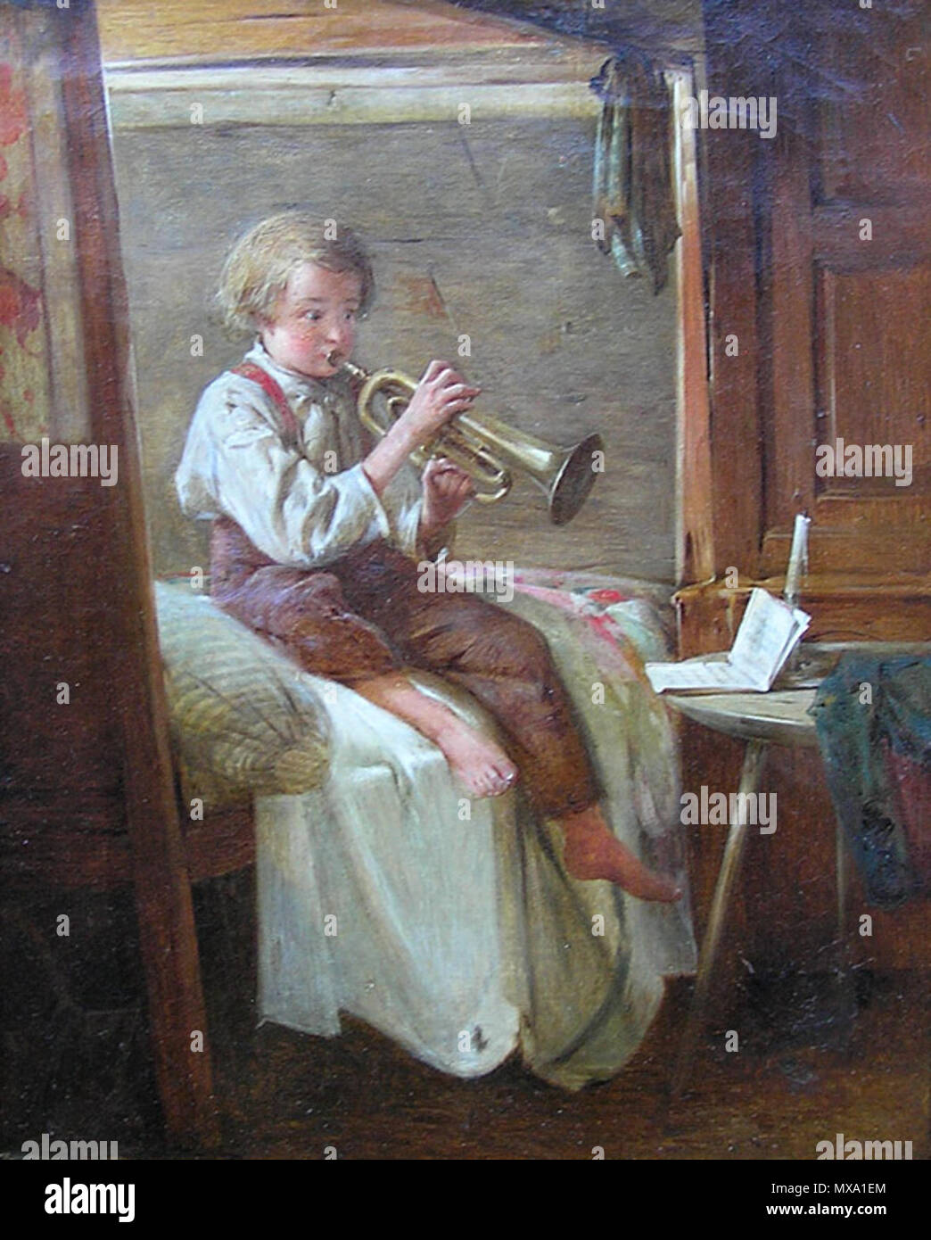 . Deutsch: Die jungen Musiker. Öl auf Leinwand, 15,5" x 12,5". 19. Henry Roger (Französisch, 19. Jahrhundert) 275 Henry Roger Der junge Musiker Stockfoto