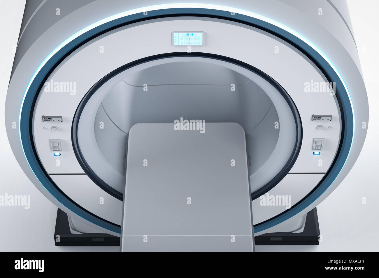 3D-rendering MRT-Scan Maschine oder Magnetresonanztomographie Gerät scannen Stockfoto