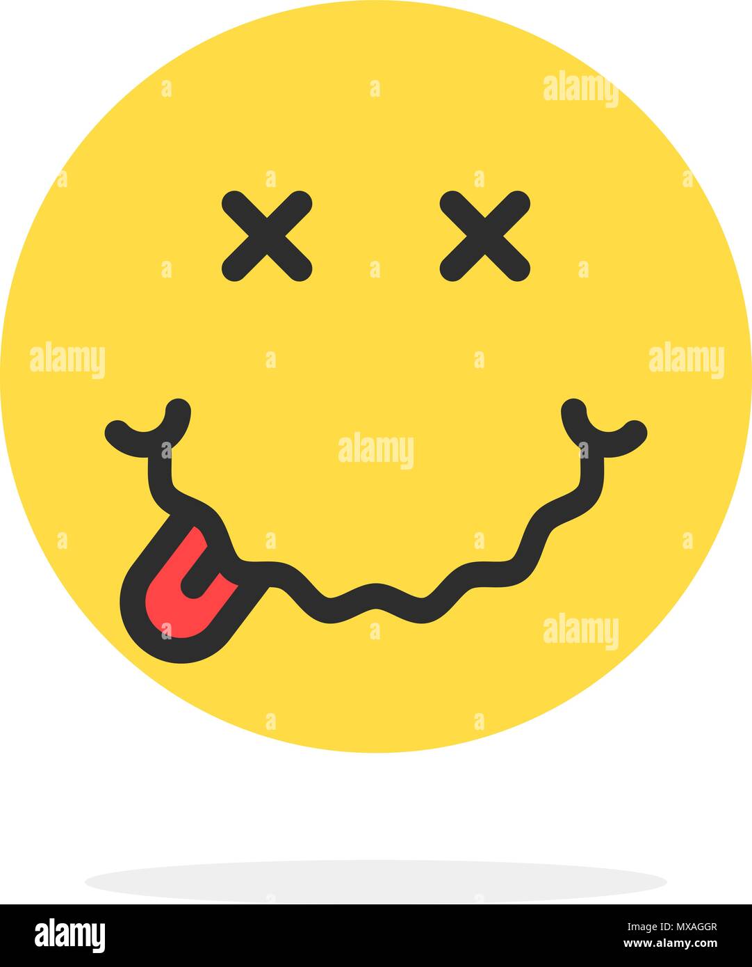 Gelbe betrunken emoji Gesicht Symbol Stock Vektor