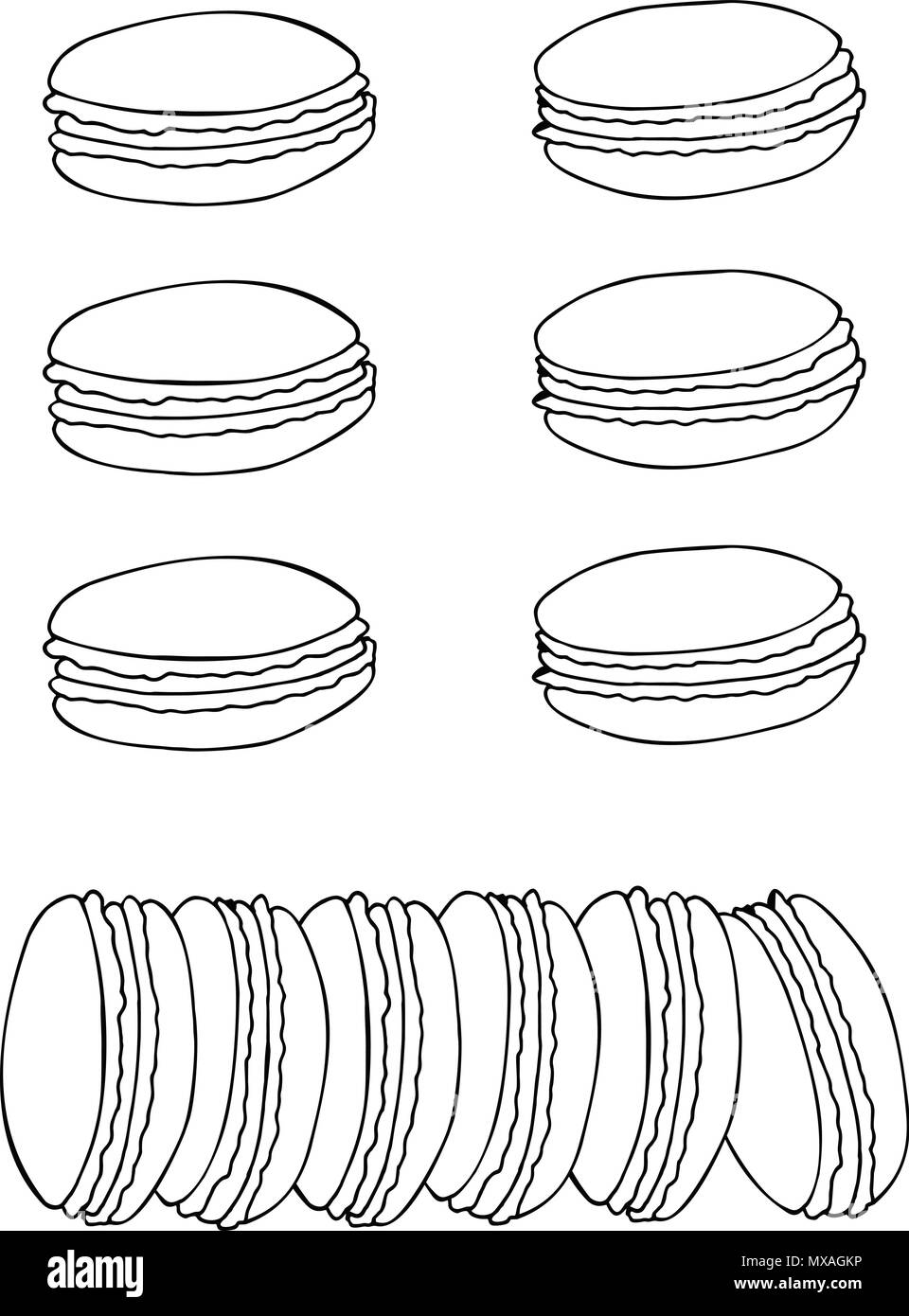 Macaroon Cookies auf weißem Hintergrund. Süß und lecker vector Template für das Kochen und das Menü im Restaurant. Stock Vektor