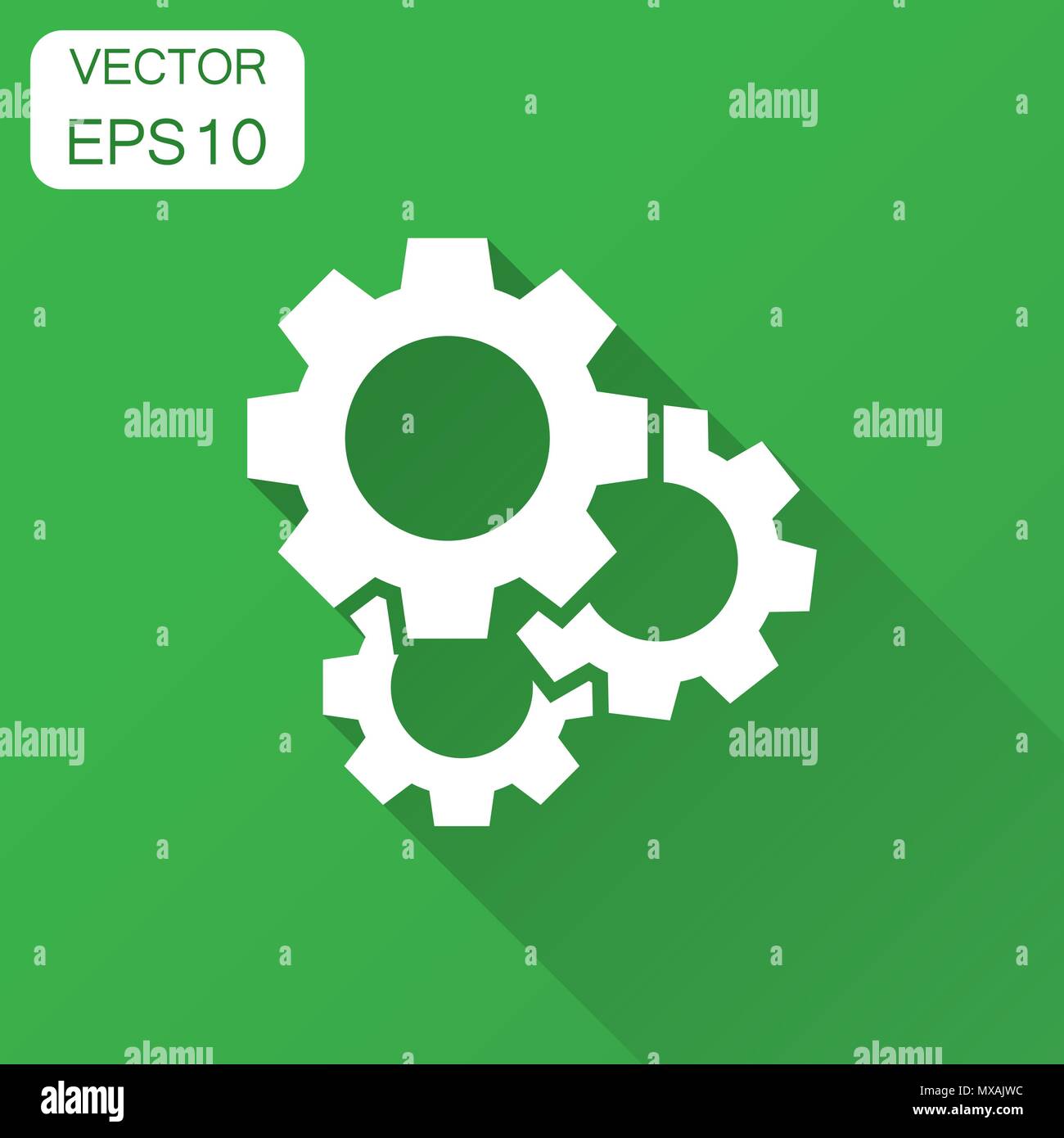 Gang vektor Icon im flachen Stil. Zahnrad Abbildung mit langen Schatten. Zahnrad Zahnrad Geschäftskonzept. Stock Vektor