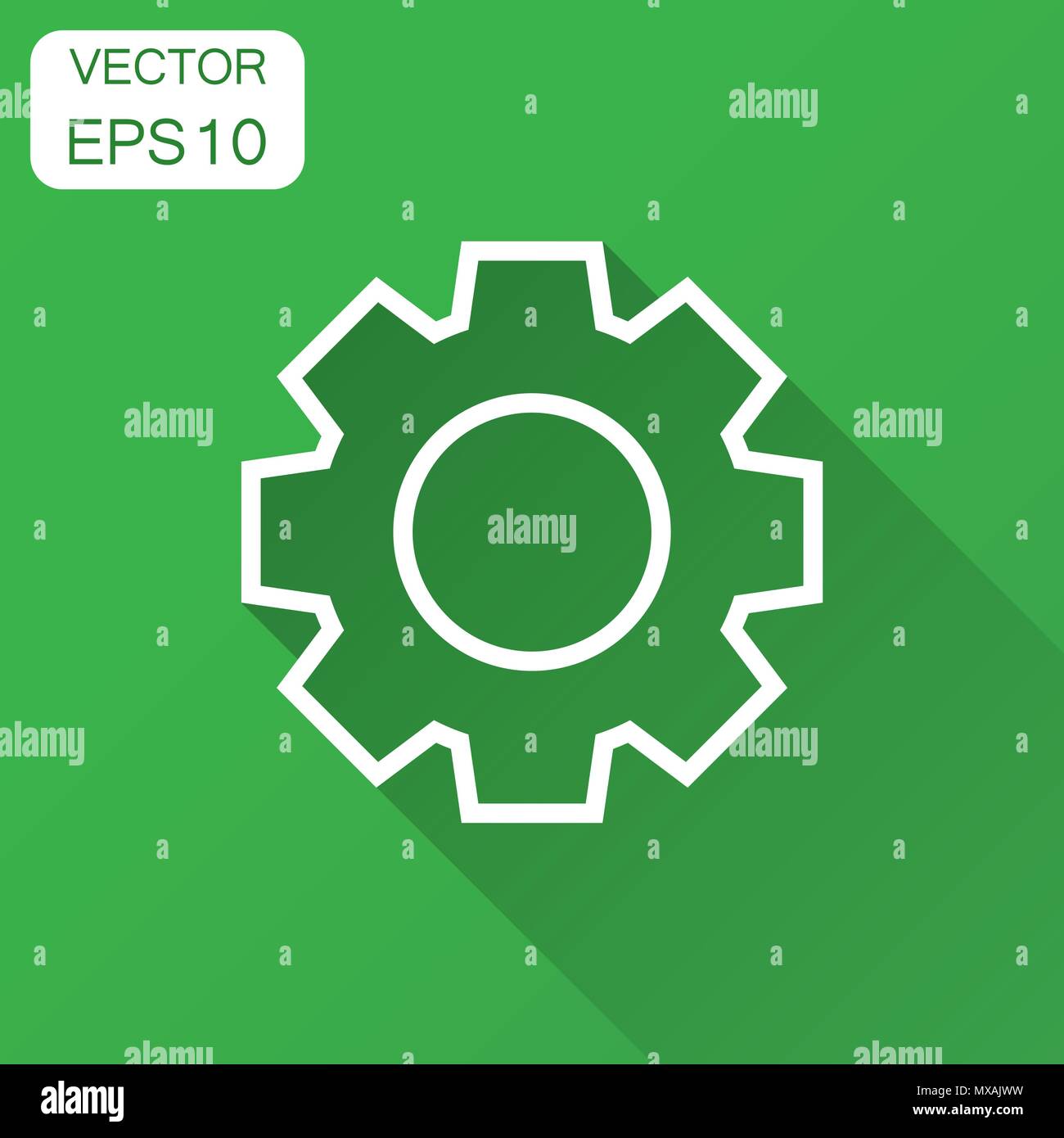Gang vektor Icon im flachen Stil. Zahnrad Abbildung mit langen Schatten. Zahnrad Zahnrad Geschäftskonzept. Stock Vektor