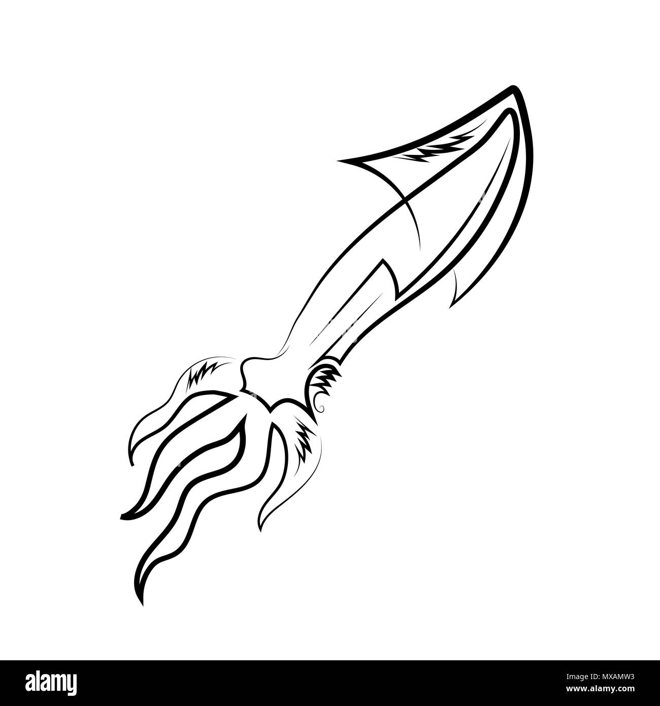 Europäische Squid isoliert. Cute Meeresfrüchte. Tier unter Wasser. Sea Monster Stock Vektor