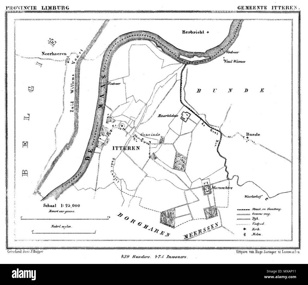 . Français: Carte d'Itteren Ca. 1870, maintenant Quartier de Maastricht. 12 April 2013, 01:34:41. J. Kuijper 302 Itteren Ca. 1870 Stockfoto