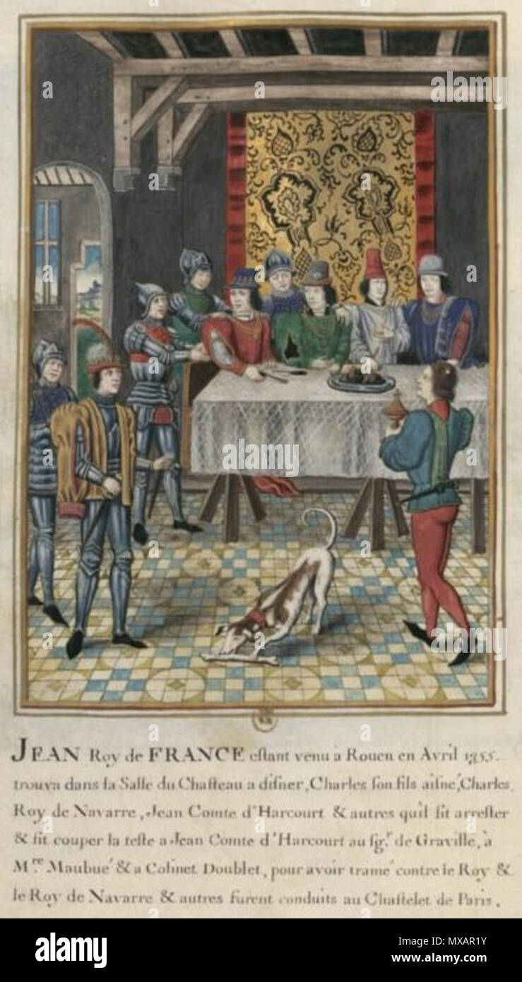 . Français: Roi Jean II et son fils Charles et rei Charles II. von Navarra. Datum unbekannt. Anonym 310 Jan 2 zajatci Stockfoto